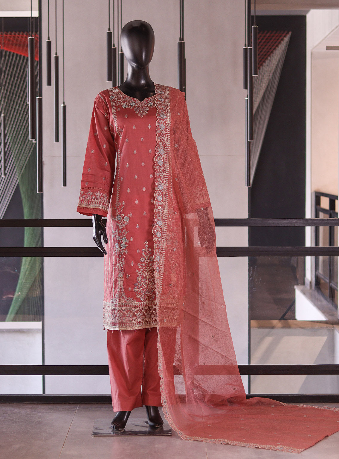 Rivaaj Embroidered Lawn 3 Piece Stitched Suit RJ26EP D-C418-PK