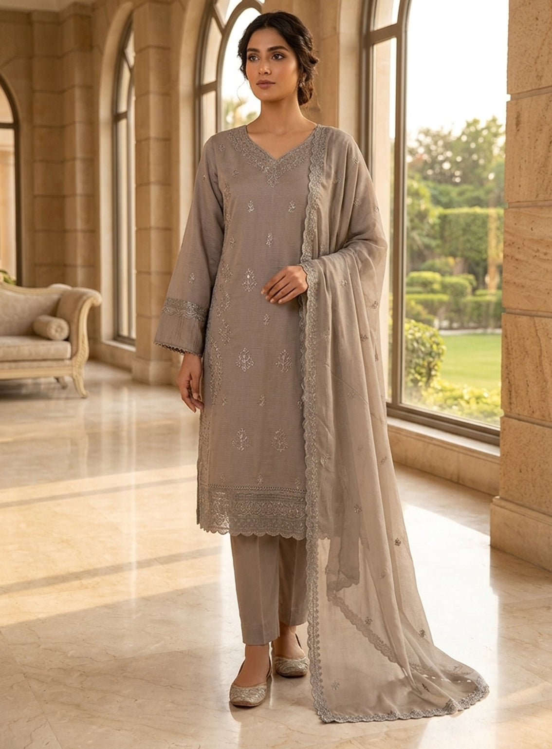 Rivaaj Embroidered Lawn 3 Piece Stitched Suit RJ26EP D-SC469-GY