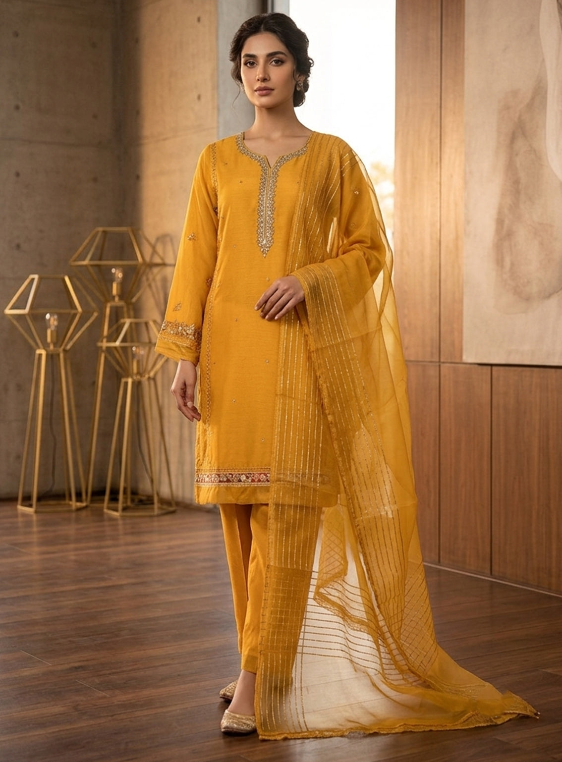 Rivaaj Embroidered Organza 3 Piece Stitched Suit RJ26EP D-45A-GD
