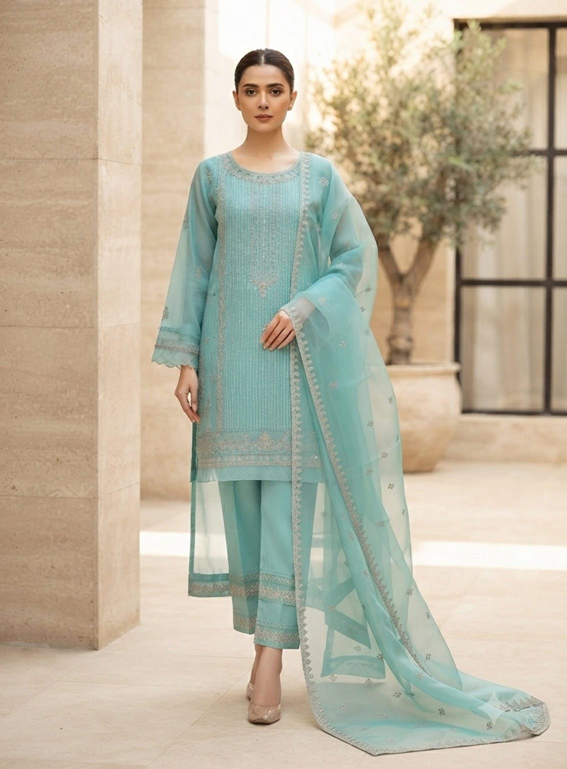 Rivaaj Embroidered Organza 3 Piece Stitched Suit RJ26EP D-52B-AGN