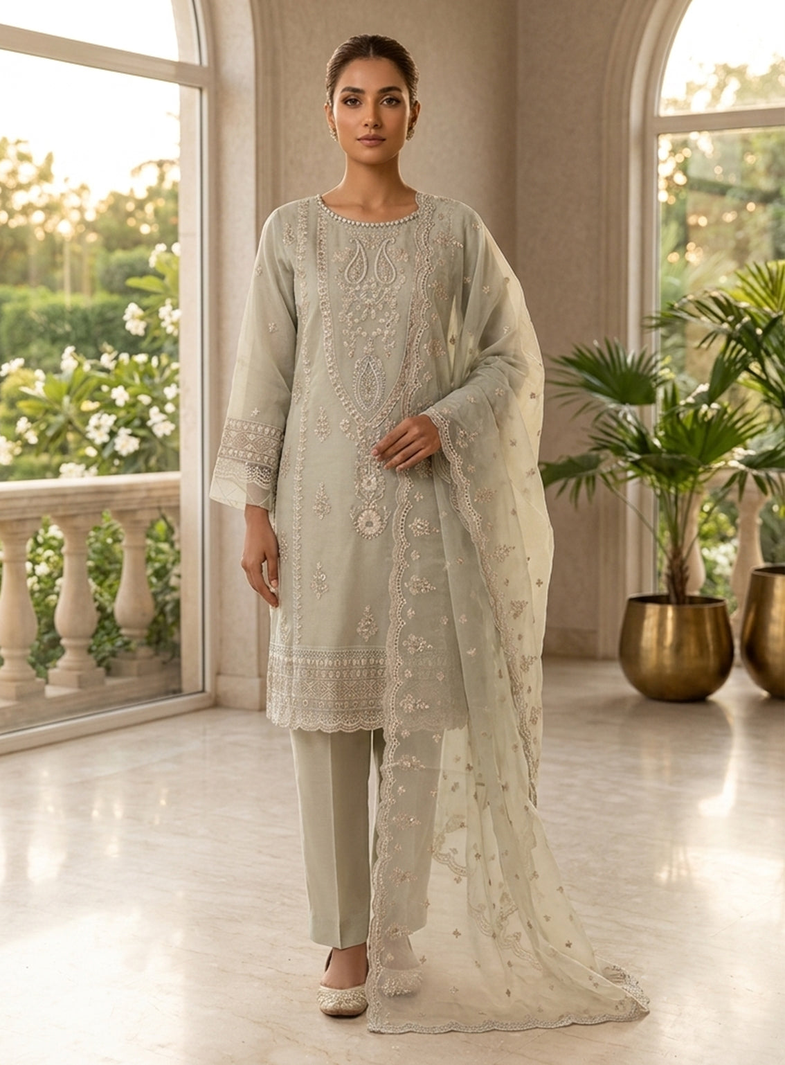 Rivaaj Embroidered Organza 3 Piece Stitched Suit RJ26EP D-89B-DGN