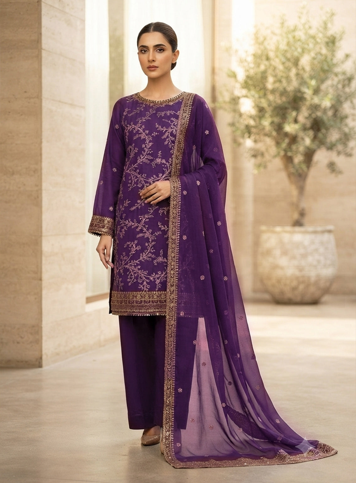 Rivaaj Embroidered Organza 3 Piece Stitched Suit RJ26EP D-97A-PP