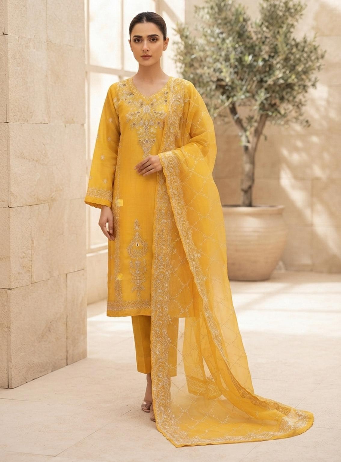 Rivaaj Embroidered Organza 3 Piece Stitched Suit RJ26EP D-9E-YL