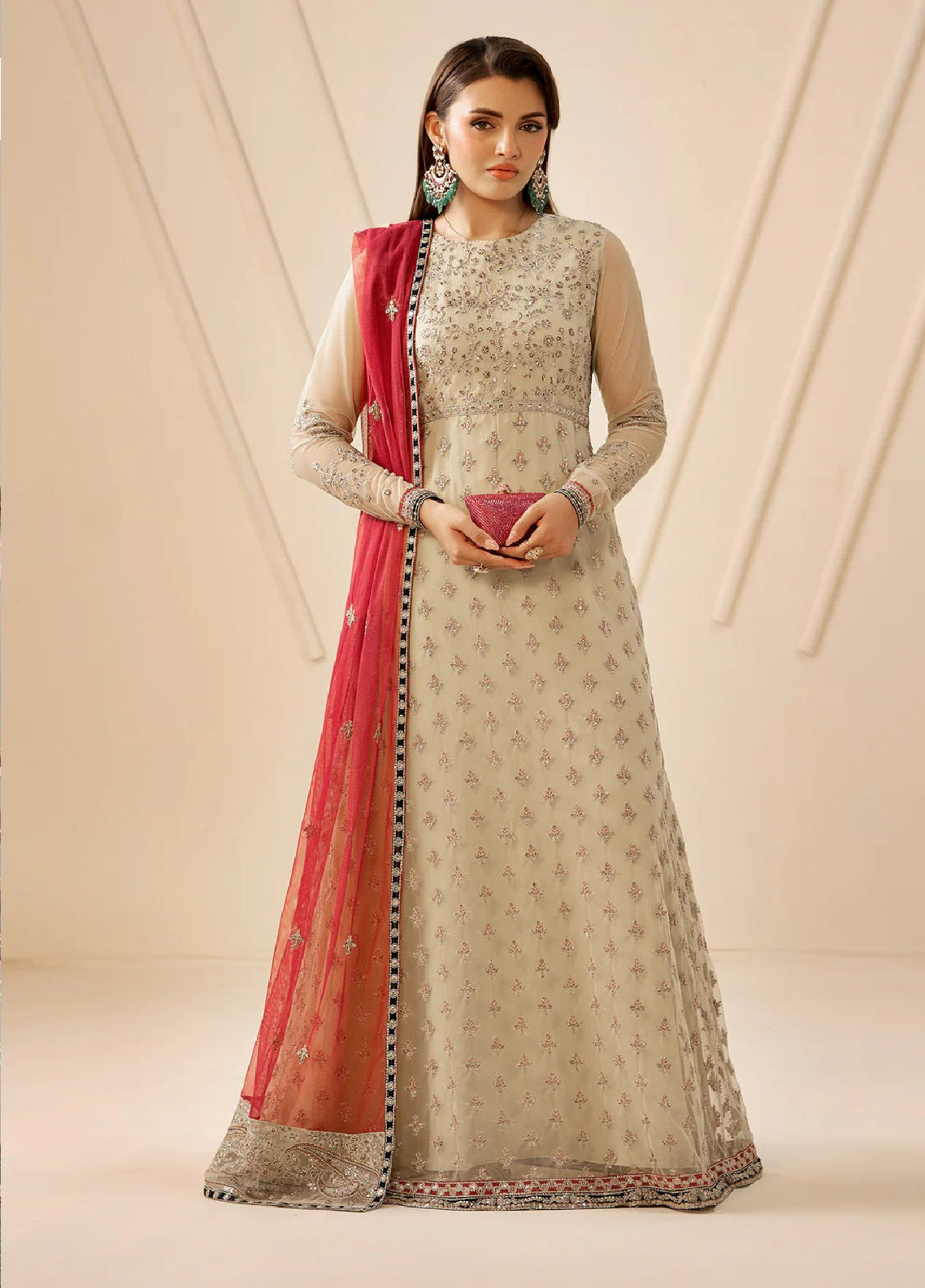 Riwayat By Zarif Embroidered Net 3 Piece Unstitched Suit ZF26R D-ZRF-RC-04 SANDALI