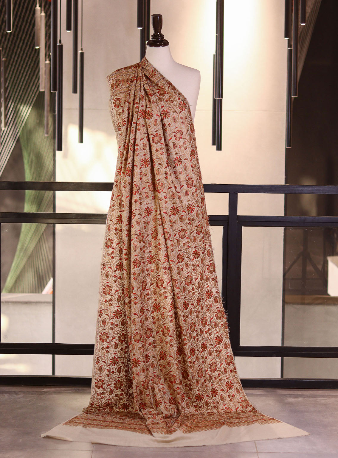 Royal Fashion Embroidered Woolen Shawls - RF25SH 046A020 Cream