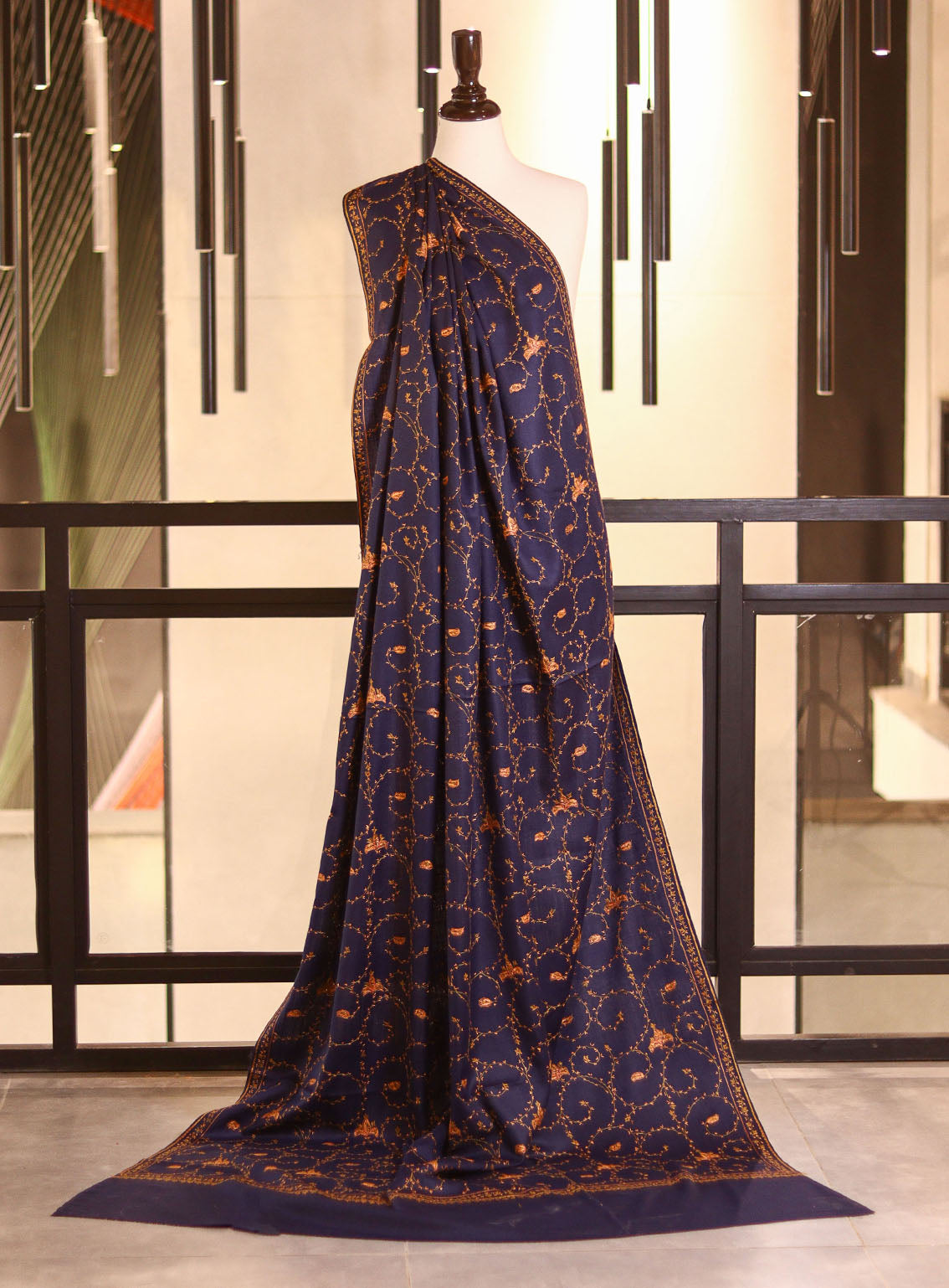 Royal Fashion Embroidered Woolen Shawls - RF25SH 5425S01 Blue