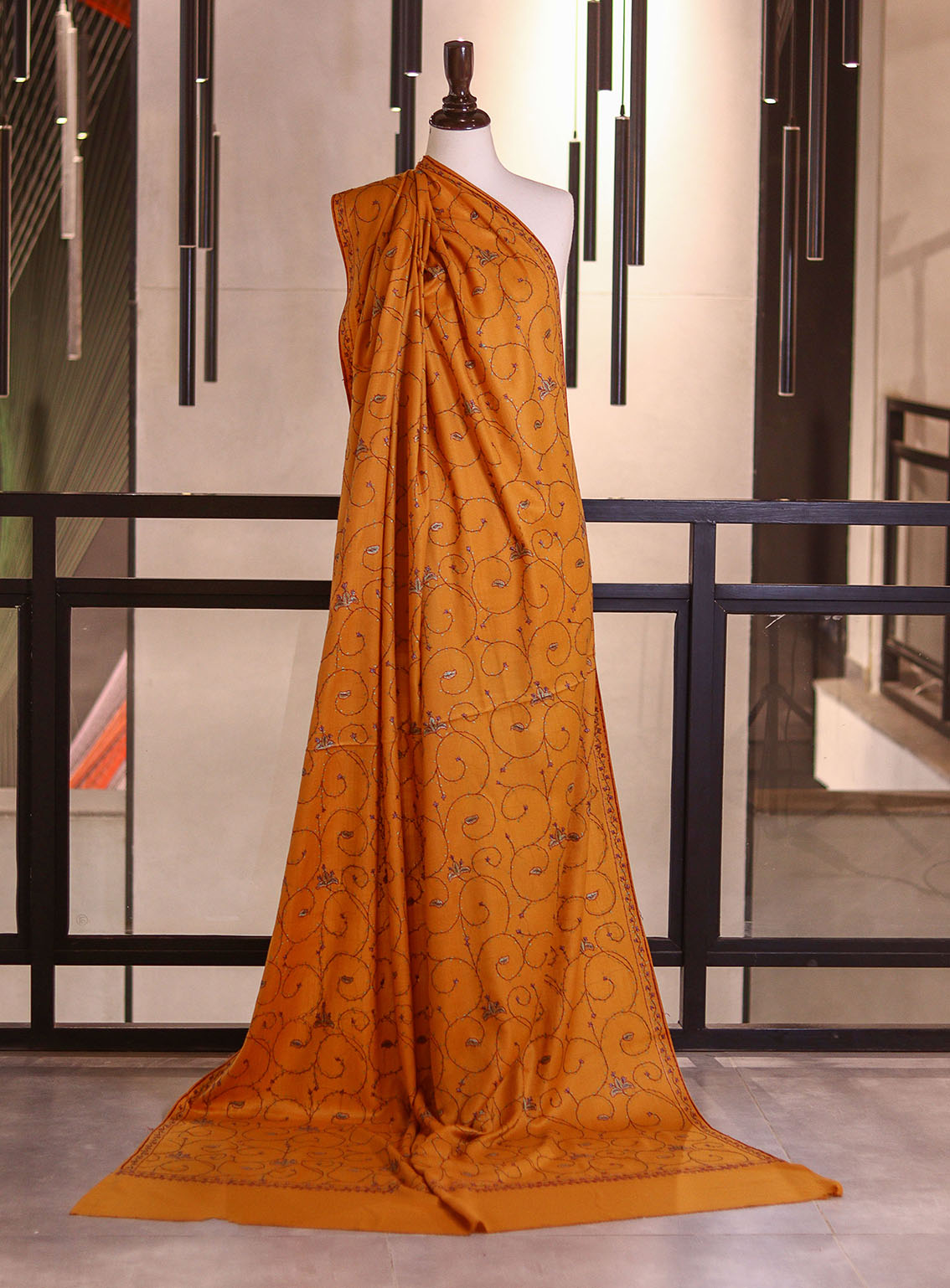 Royal Fashion Embroidered Woolen Shawls - RF25SH 5425S01 Yellow