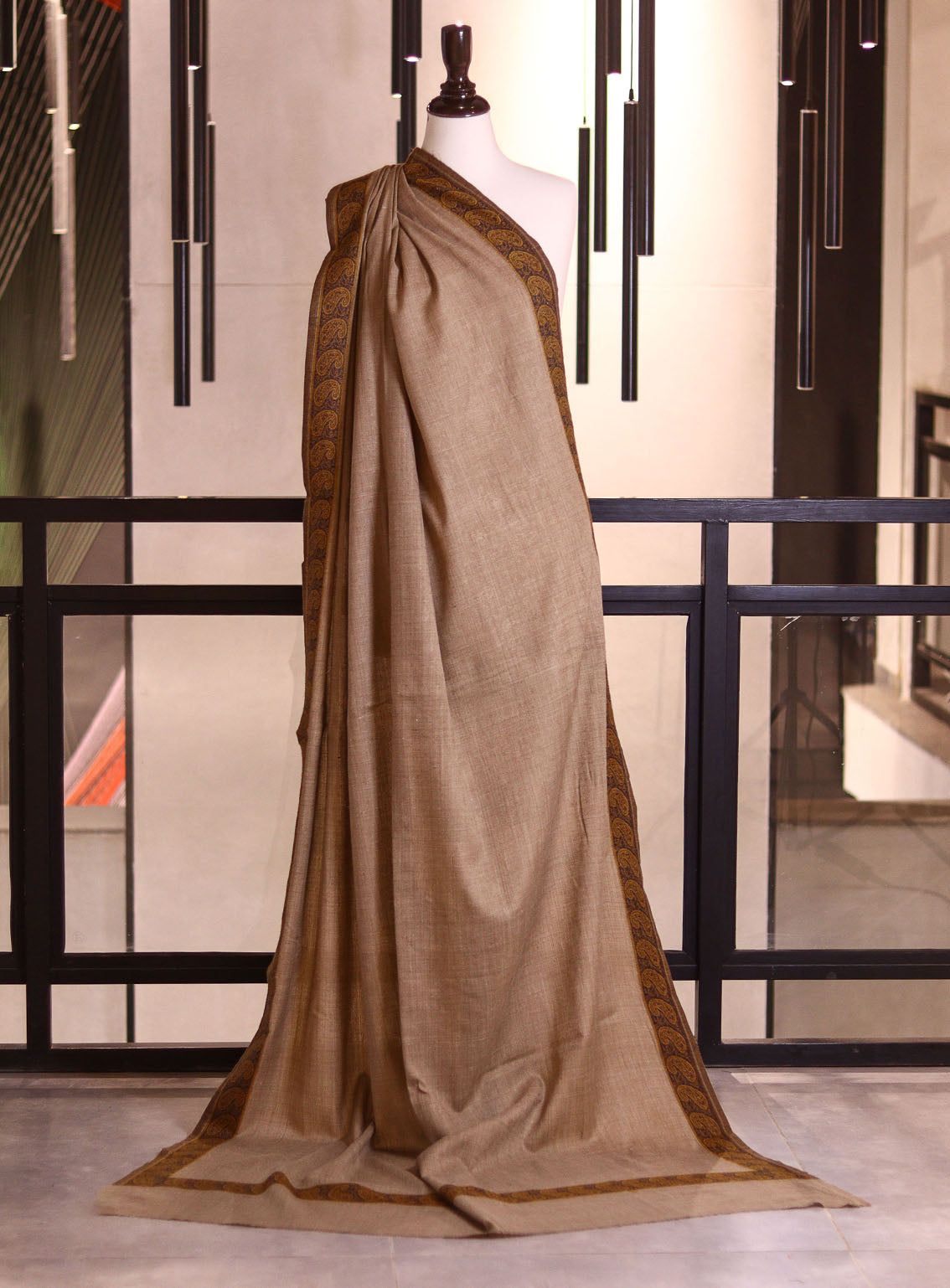 Royal Fashion Embroidered Woolen Shawls - RF25SH A6J22-B01 Beige