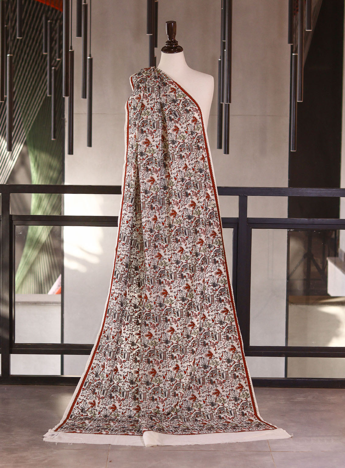 Royal Fashion Embroidered Woolen Shawls - RF25SH I623-J01 Off White