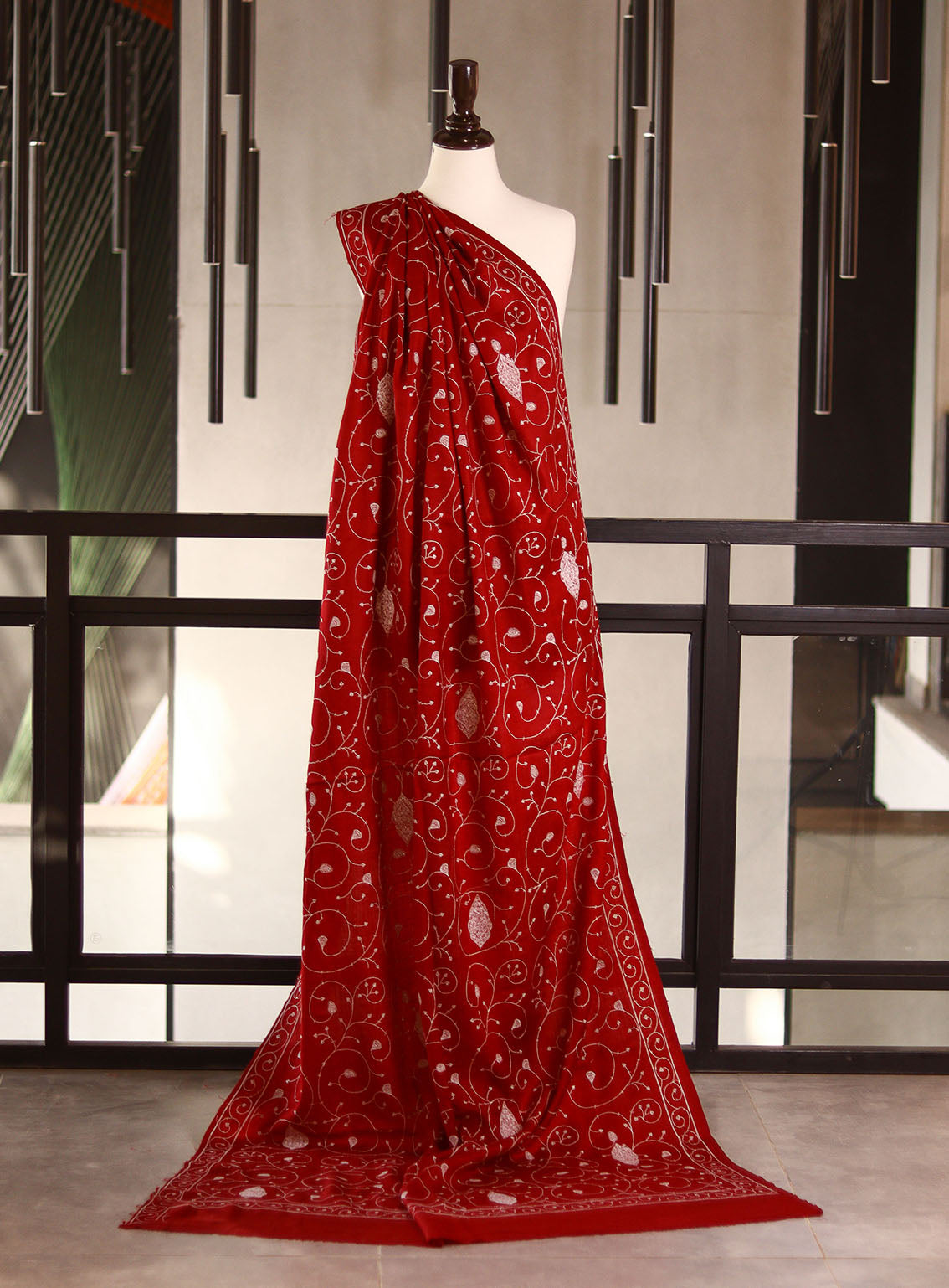 Royal Fashion Embroidered Woolen Shawls - RF25SH I623-J11 Maroon