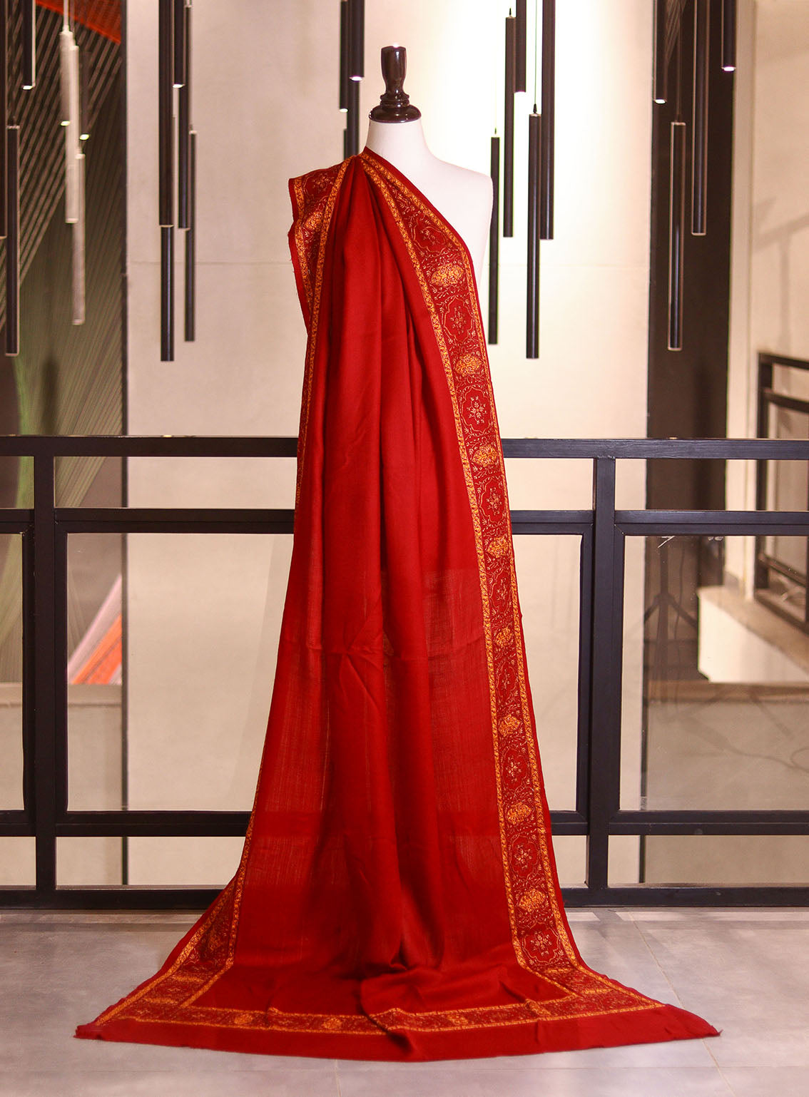 Royal Fashion Embroidered Woolen Shawls - RF25SH I625-4XB01 Maroon