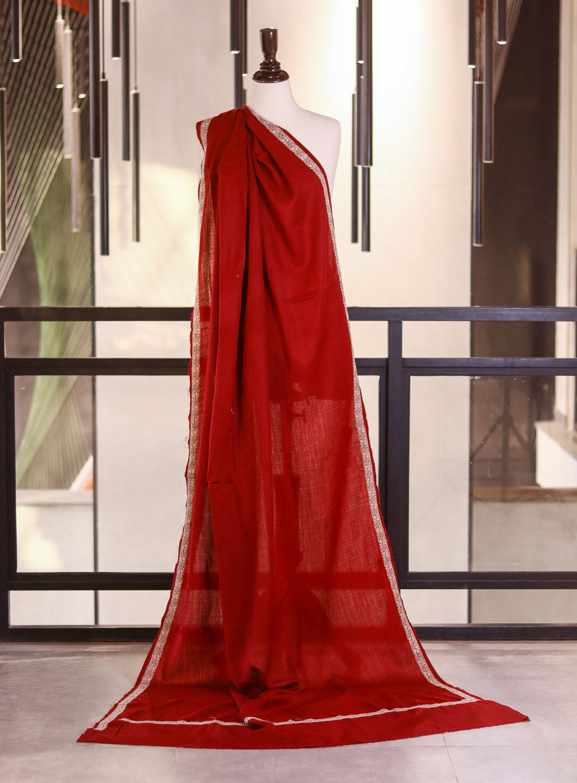 Royal Fashion Embroidered Woolen Shawls - RF25SH W623-BH01 Maroon