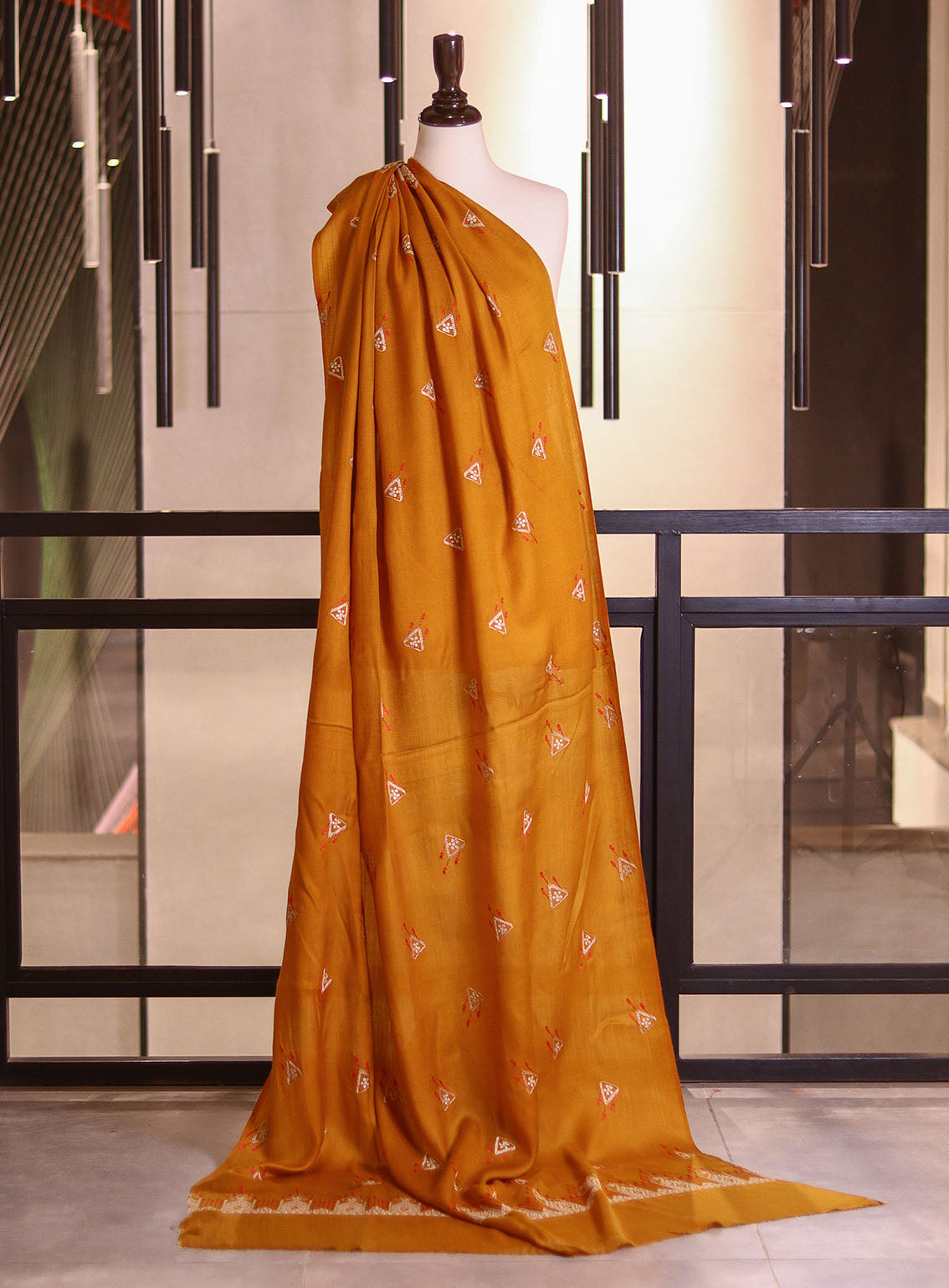 Royal Fashion Embroidered Woolen Shawls - RF25SH W623-P30 Mustard