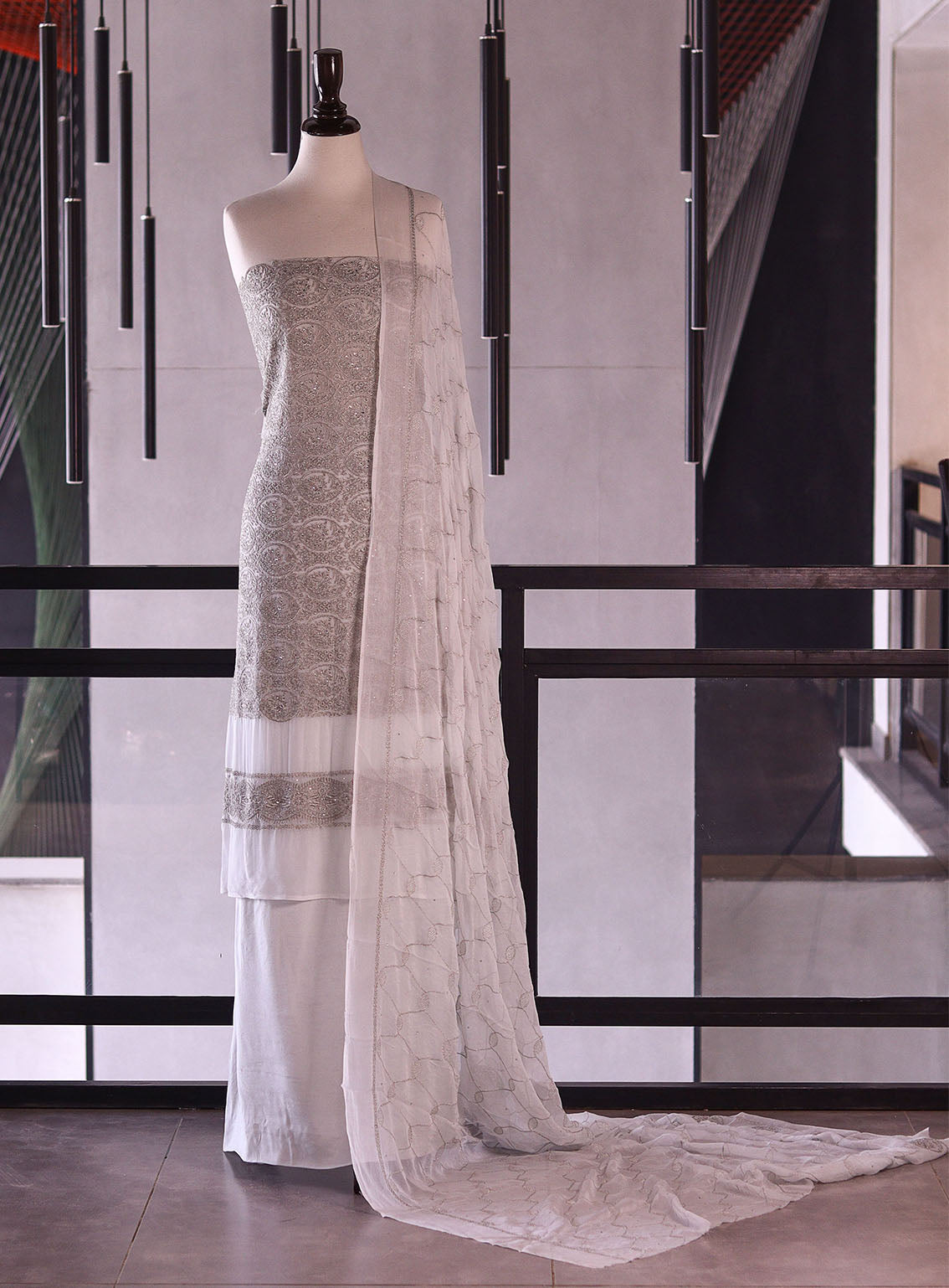Royal Fashion Exclusive Embroidered Chiffon Suits Unstitched 3 Piece - RF26EE ET2972 GREY