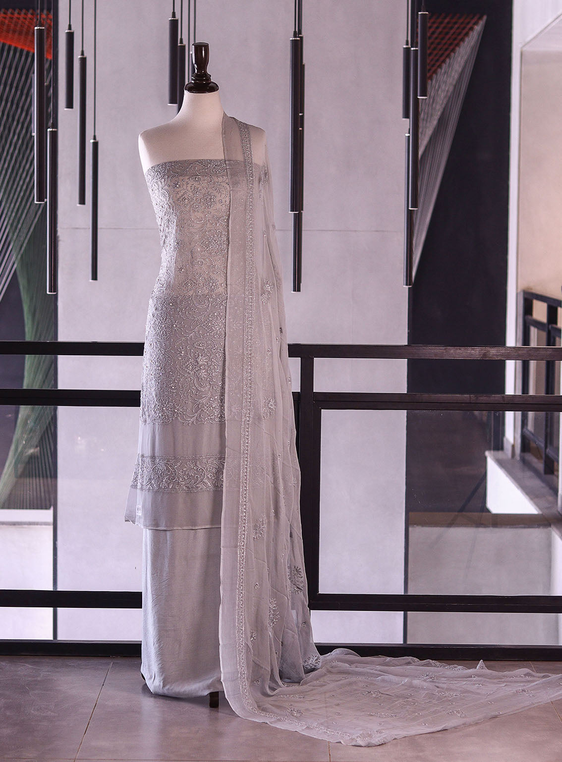 Royal Fashion Exclusive Embroidered Chiffon Suits Unstitched 3 Piece - RF26EE ET3303 GREY