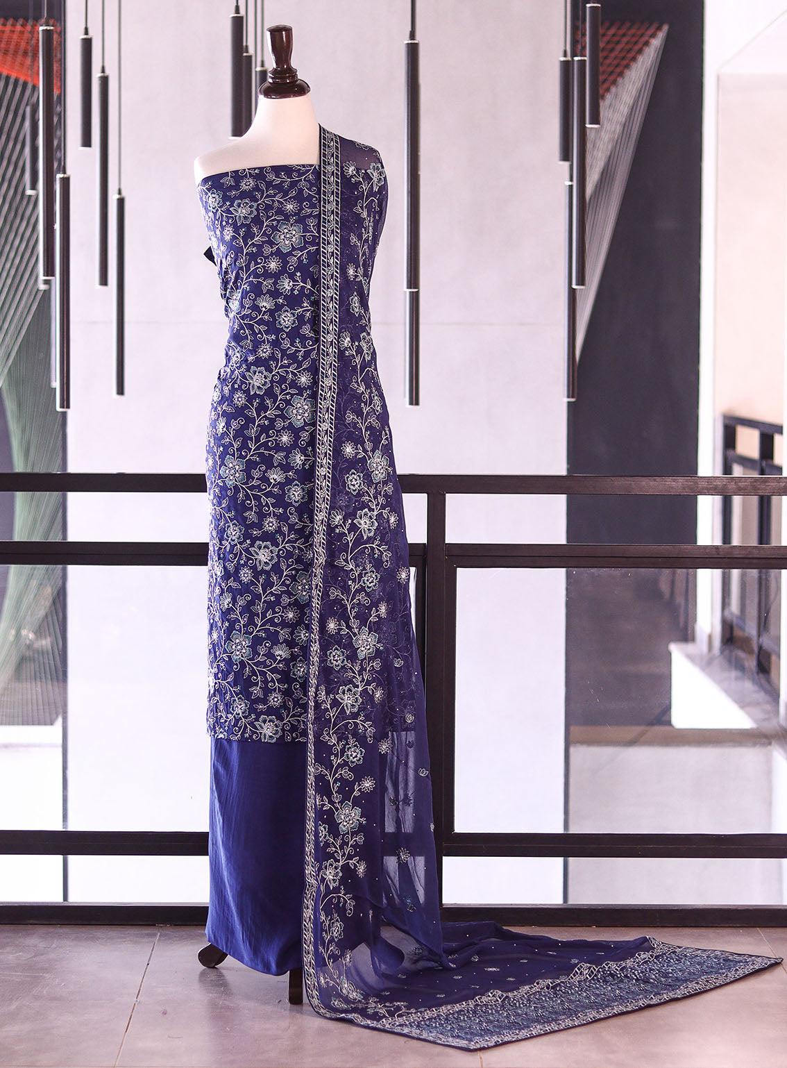 Royal Fashion Exclusive Embroidered Silk Suits Unstitched 3 Piece - RF26EE ET3100 ROYAL BLUE