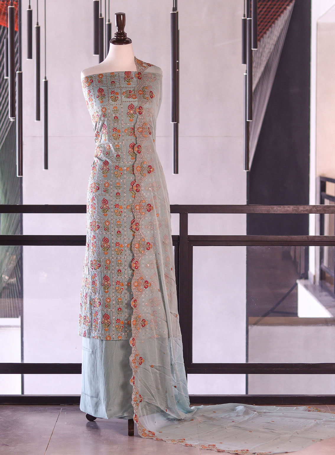 Royal Fashion Exclusive Embroidered Silk Suits Unstitched 3 Piece - RF26EE ET3418 BLUE