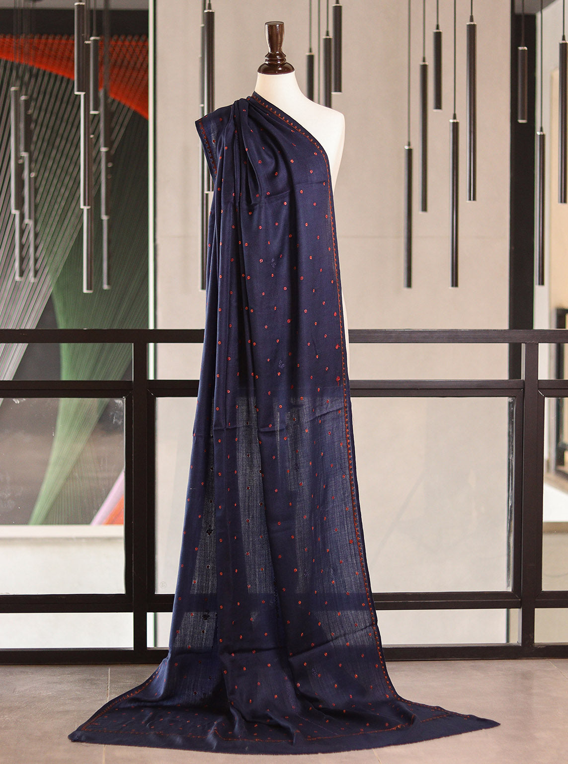 Royal Fashion Exclusive Woolen Shawls - RF24SH W622-BB02 Navy Blue