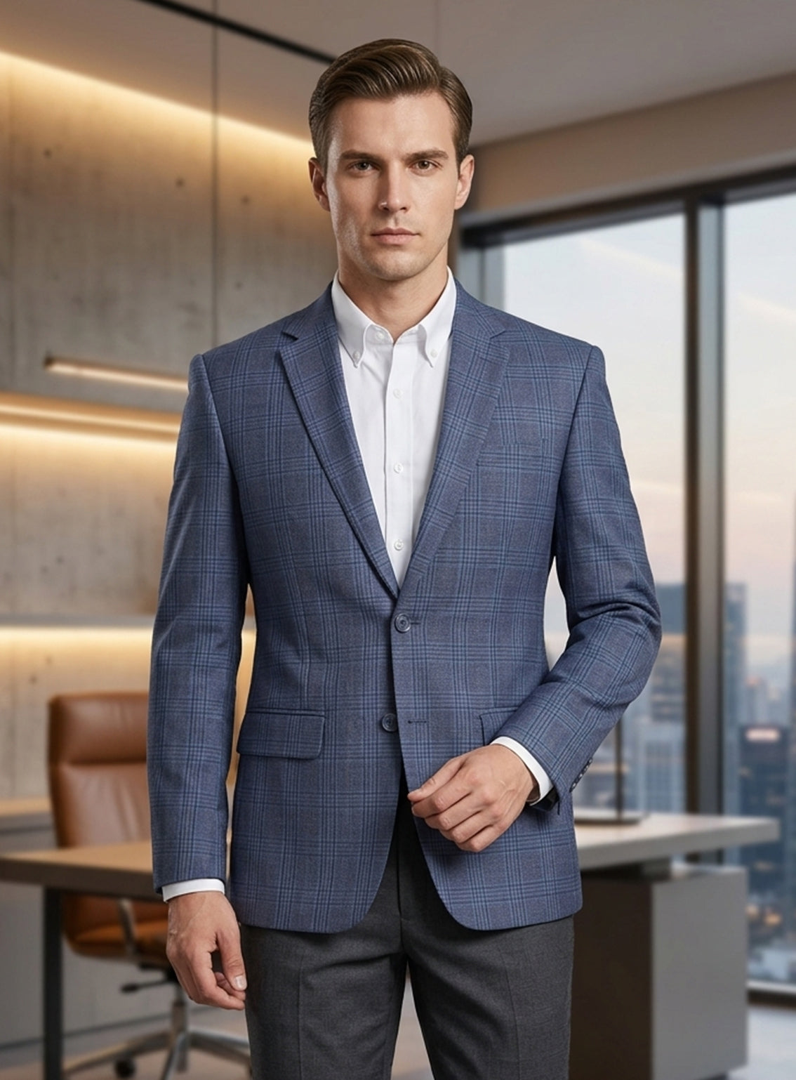 Royal FashIon Mens Check Casual Coat RF26CCC D-BE04-GBL