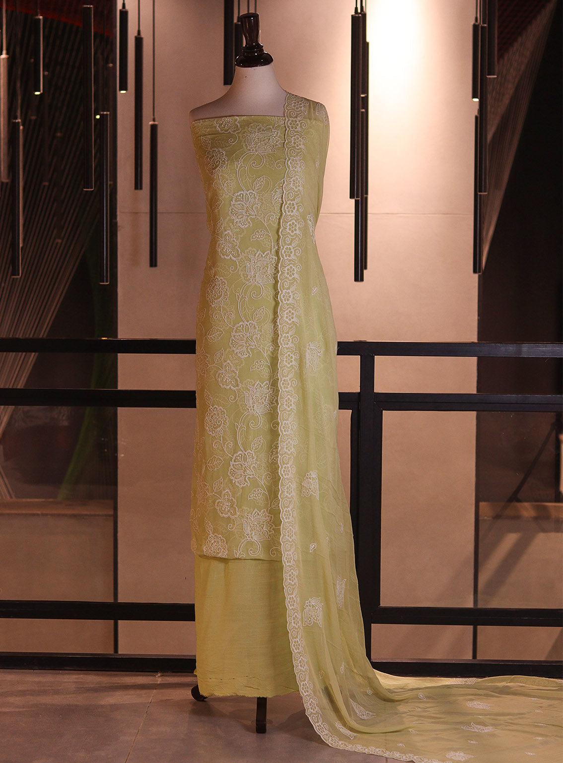 Royal Fashion Embroidered Chiffon 3 Piece Unstitched Suit RF26EU D-ET3741 Light Green