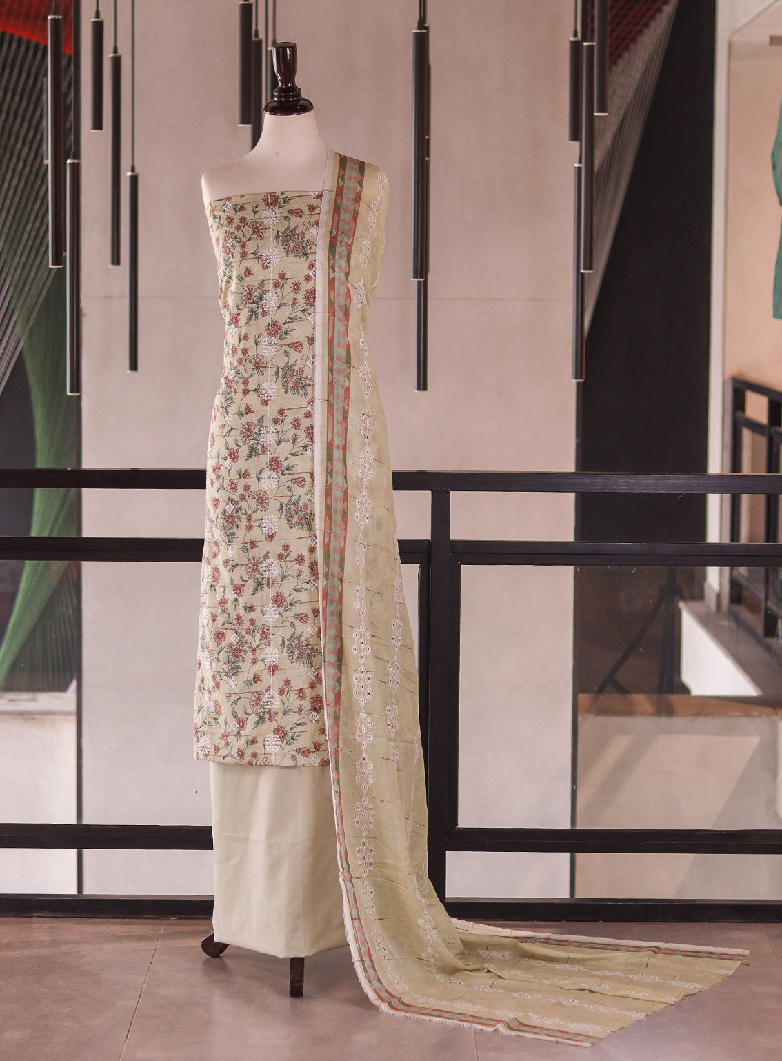 Royal Fashion Embroidered Chikankari Lawn 3 Piece Unstitched Suit RF26EU D-02 Pista