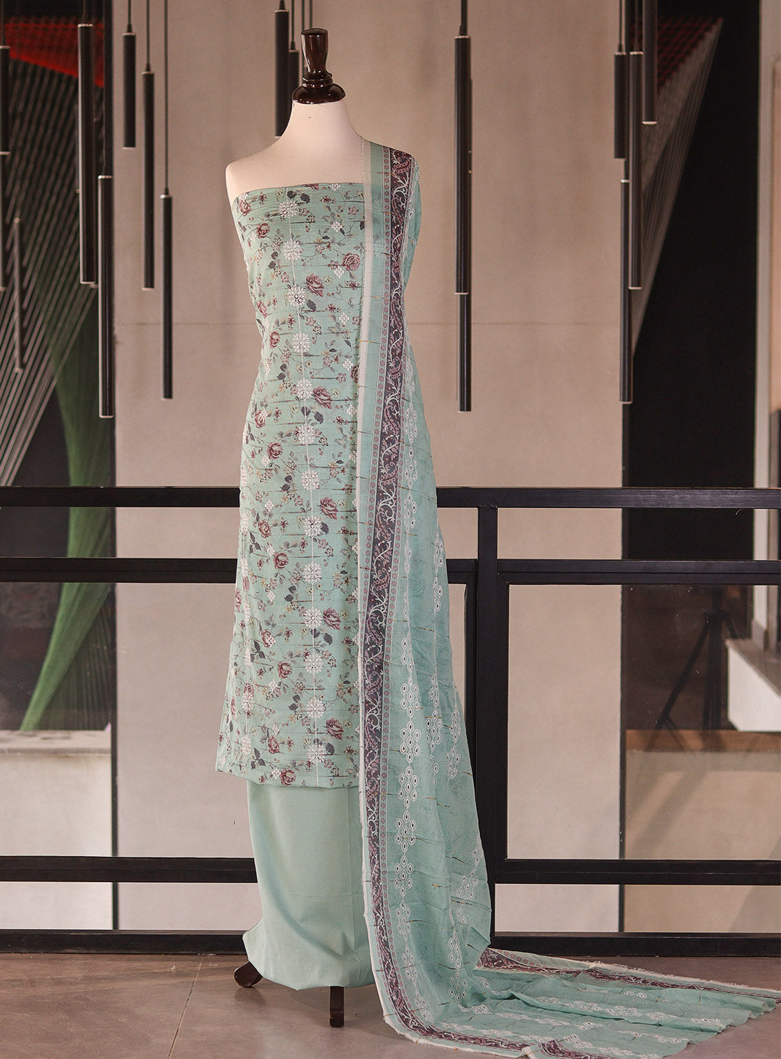 Royal Fashion Embroidered Chikankari Lawn 3 Piece Unstitched Suit RF26EU D-07 Feroze