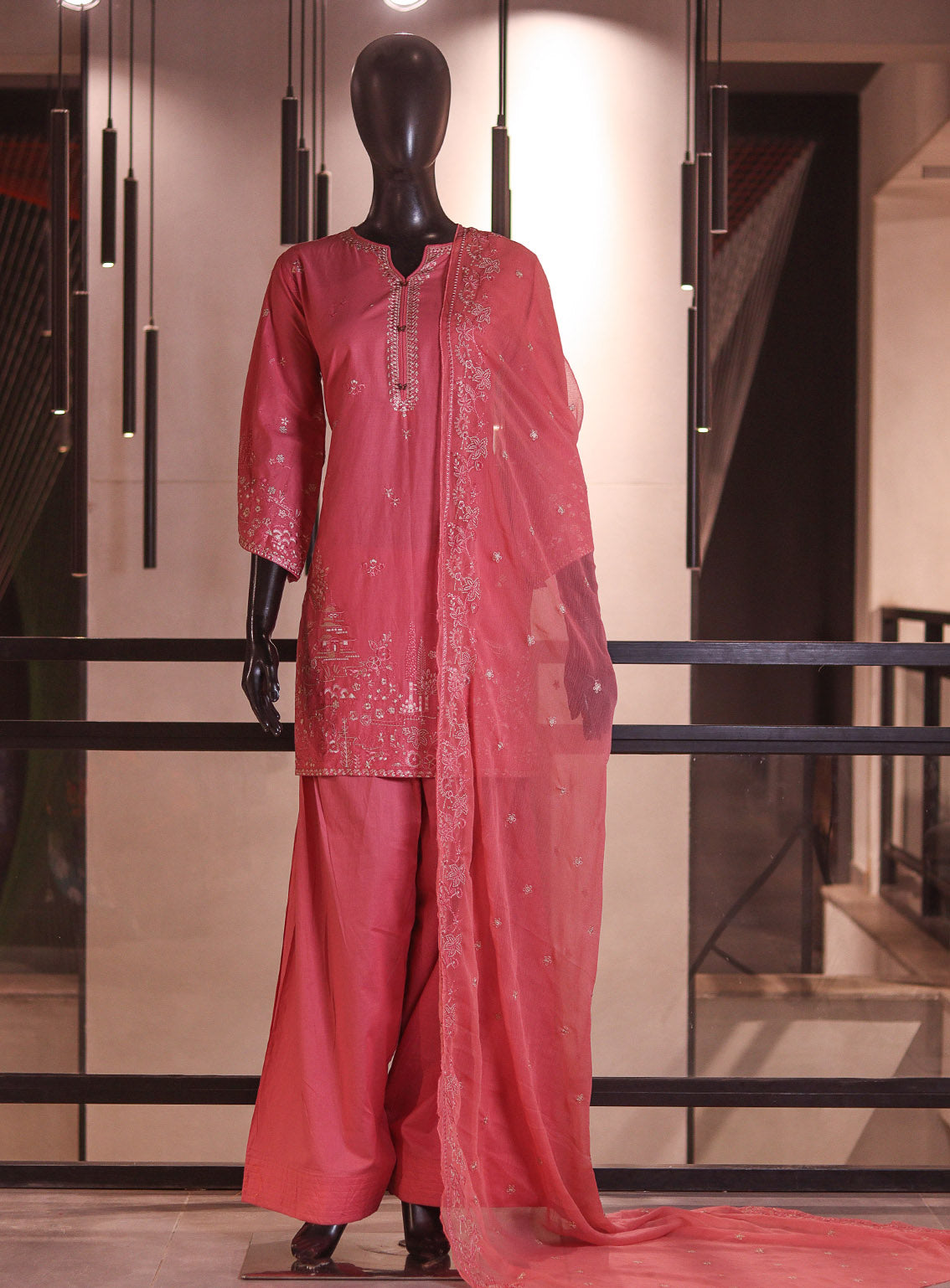 Royal Fashion Embroidered Cotton 3 Piece Stitched Suit RF26EP D-SNSC-445 Pink