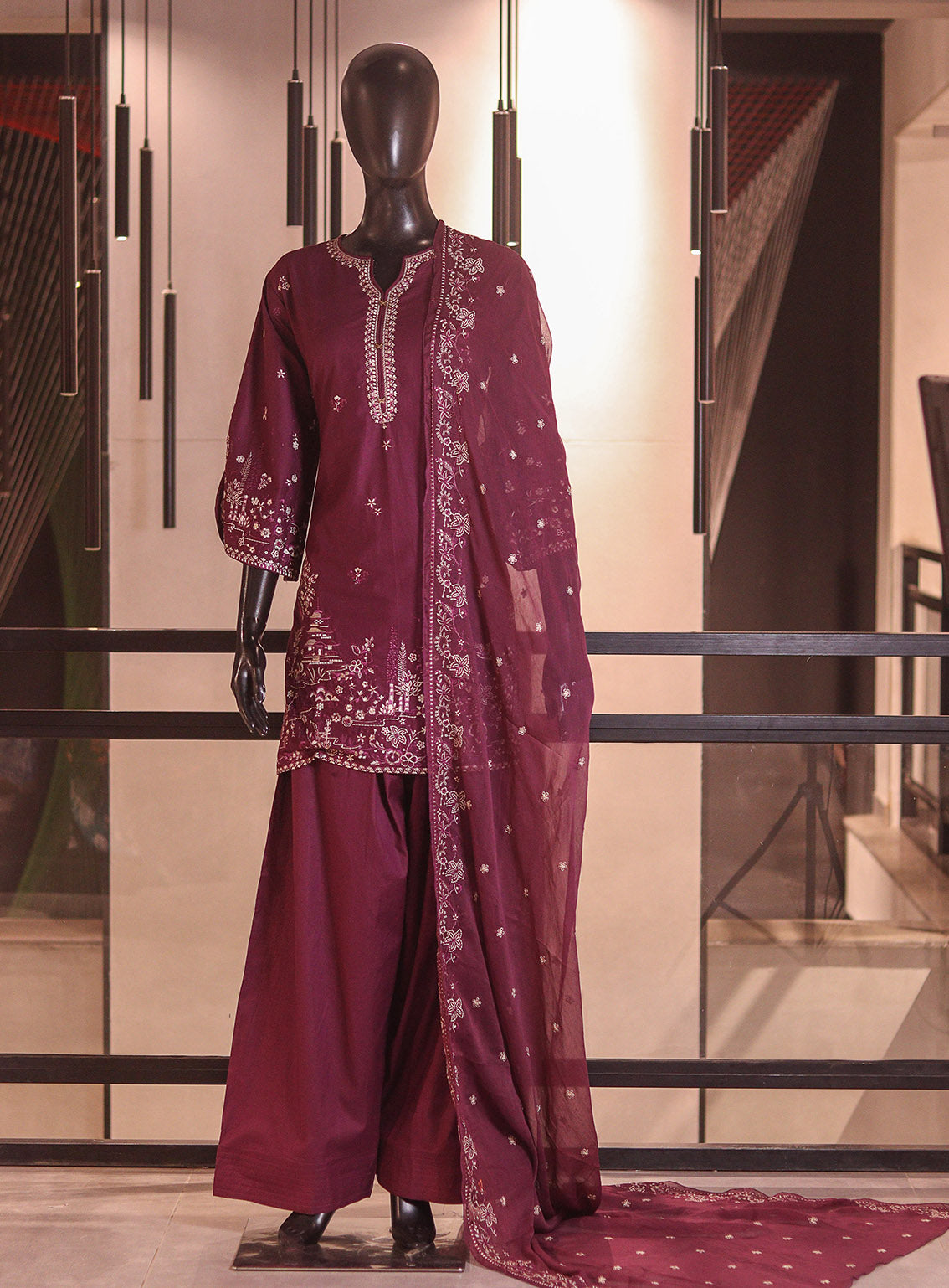 Royal Fashion Embroidered Cotton 3 Piece Stitched Suit RF26EP D-SNSC-445 Purple