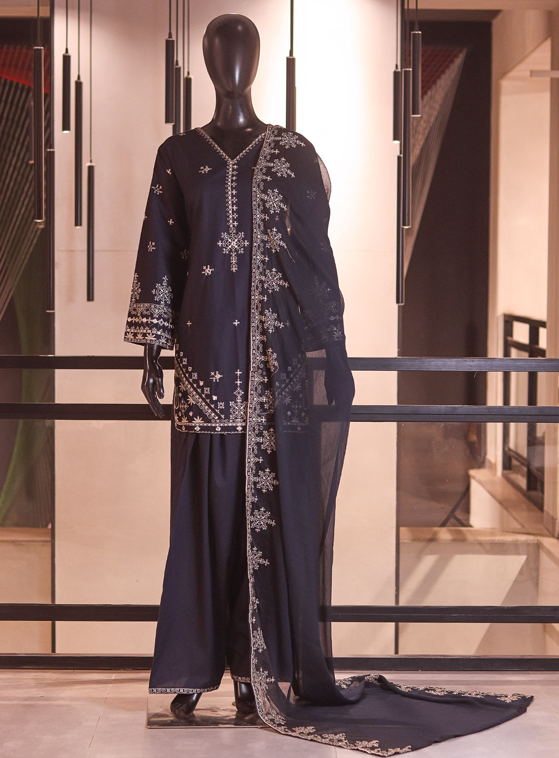 Royal Fashion Embroidered Cotton 3 Piece Stitched Suit RF26EP D-SNSC-W445 Blue