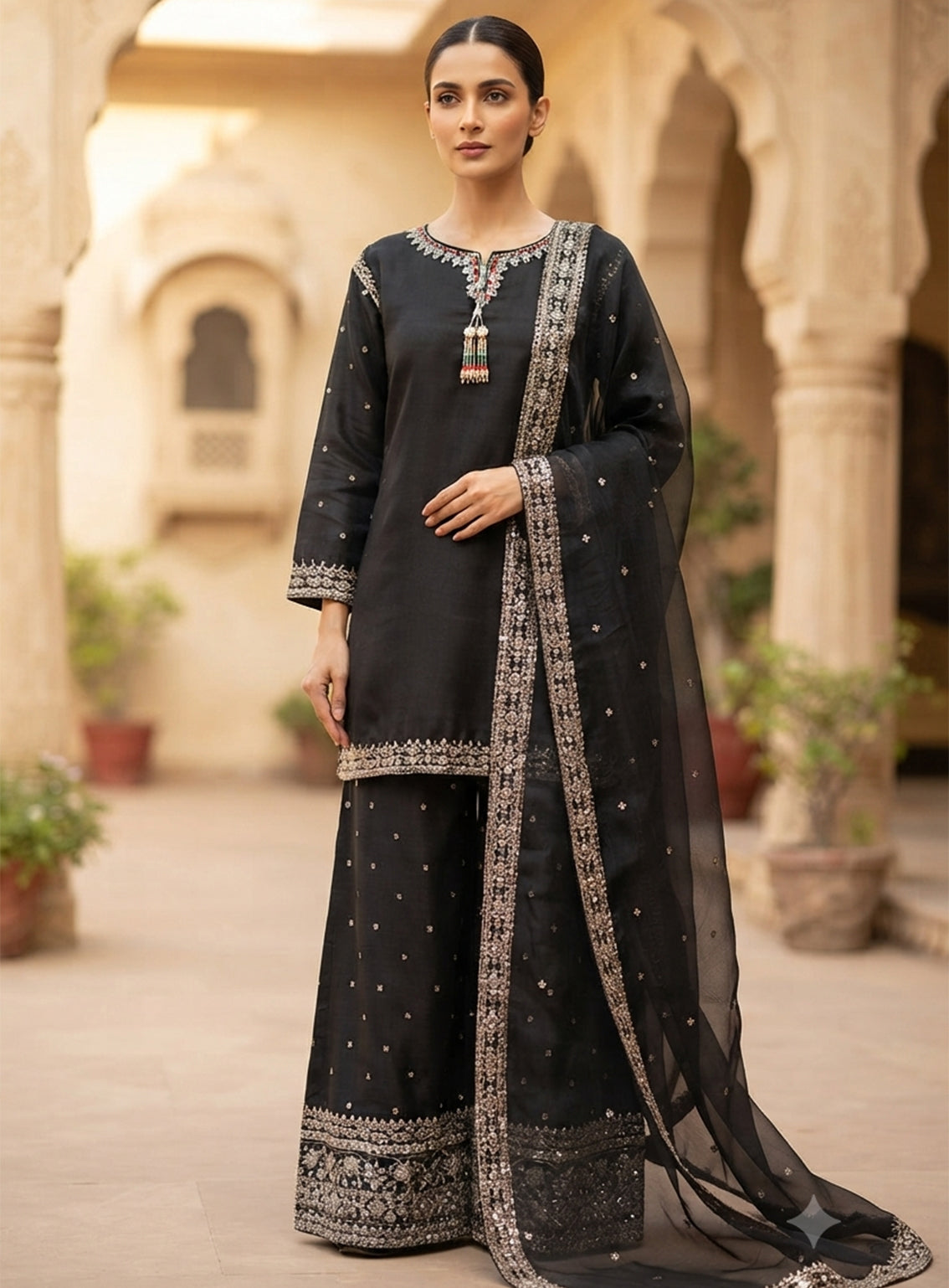 Royal Fashion Embroidered Lawn 3 Piece Stitched Suit RF26EP D-SB-02-BK