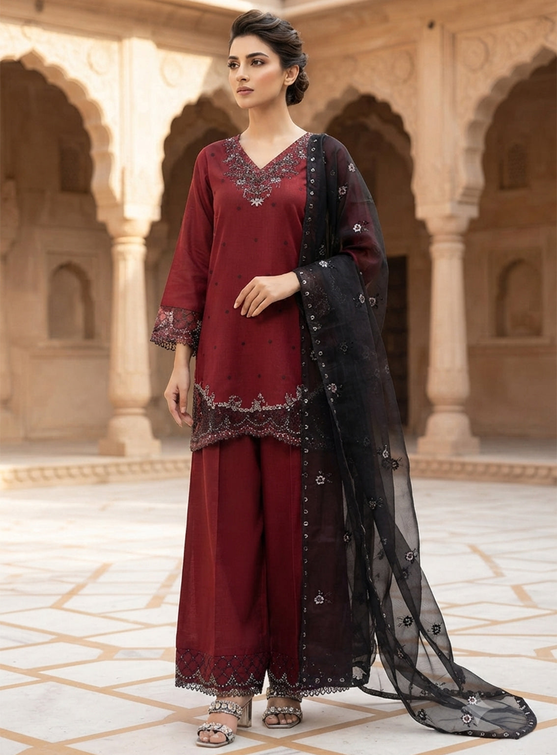 Royal Fashion Embroidered Lawn 3 Piece Stitched Suit RF26EP D-SNSC-SI-435-RBK