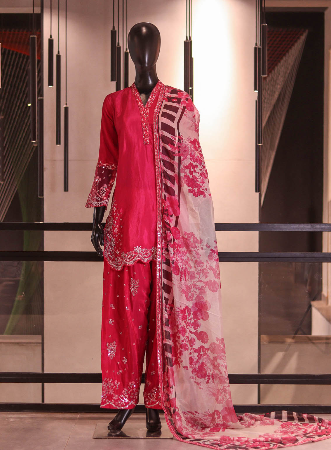 Royal Fashion Embroidered Raw Silk 3 Piece Stitched Suit RF26EP D-SB-09-AT
