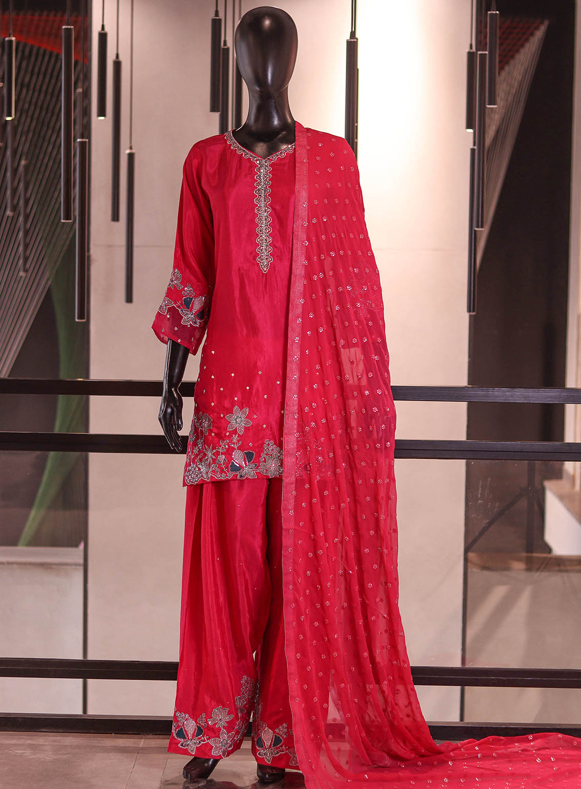 Royal Fashion Embroidered Raw Silk 3 Piece Stitched Suit RF26EP D-SB-10-AT