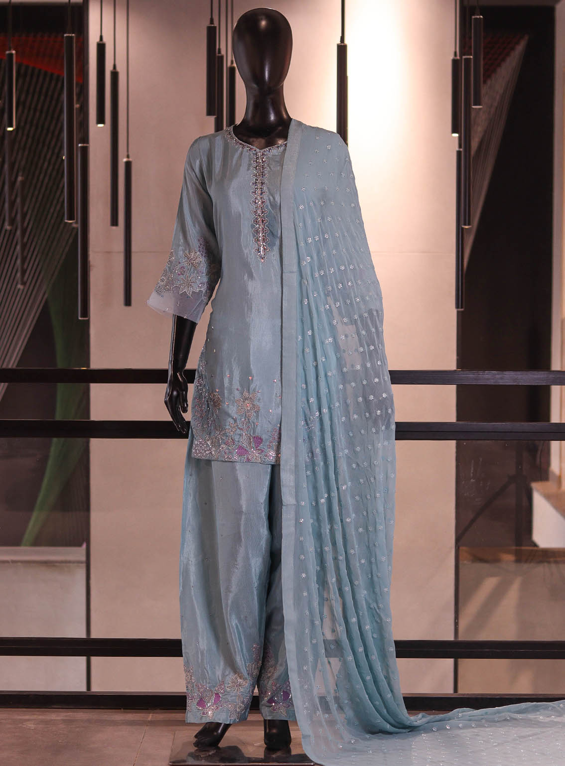 Royal Fashion Embroidered Raw Silk 3 Piece Stitched Suit RF26EP D-SB-10-FR