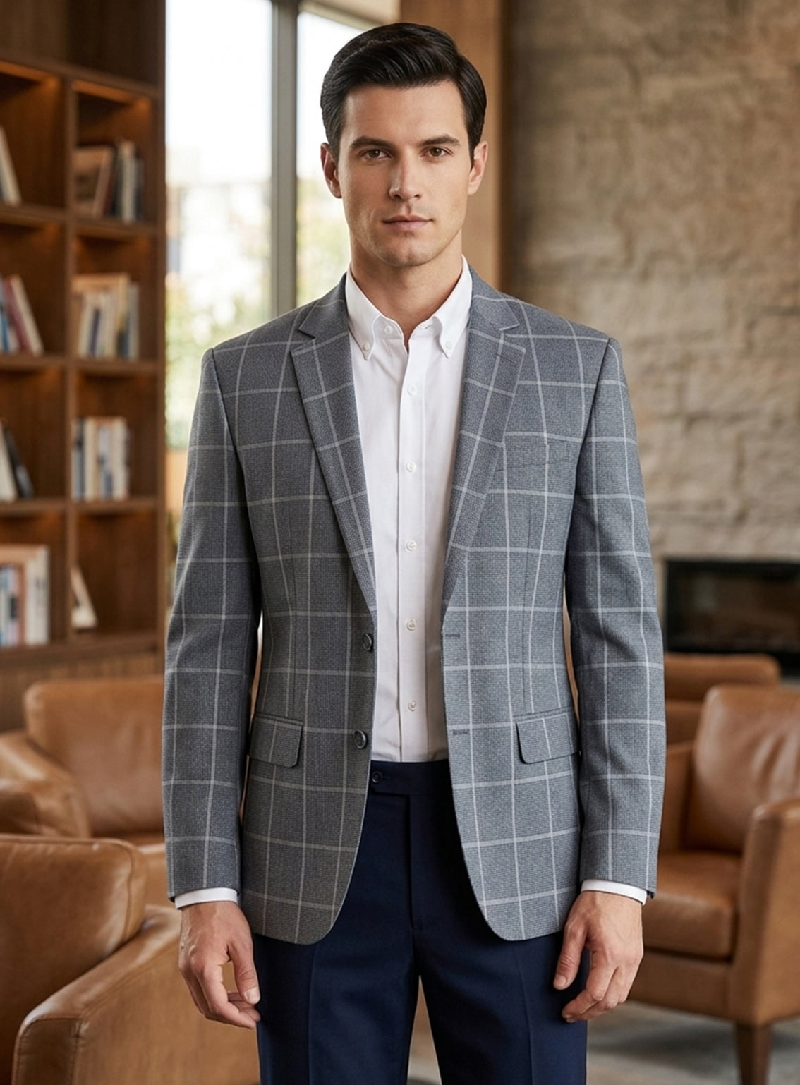 Royal Fashion Mens Check Casual Coat RF26CCC D-BE05-LGR