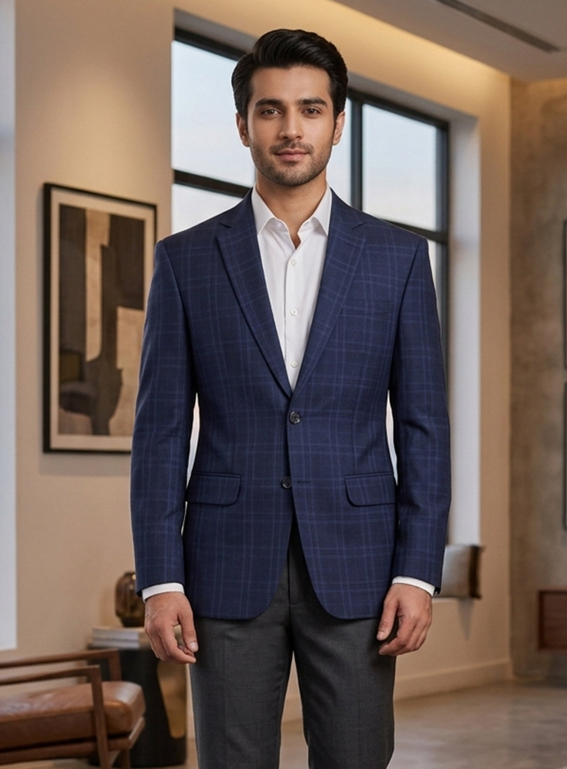 Royal Fashion Mens Check Casual Coat RF26CCC D-BE08-RBL