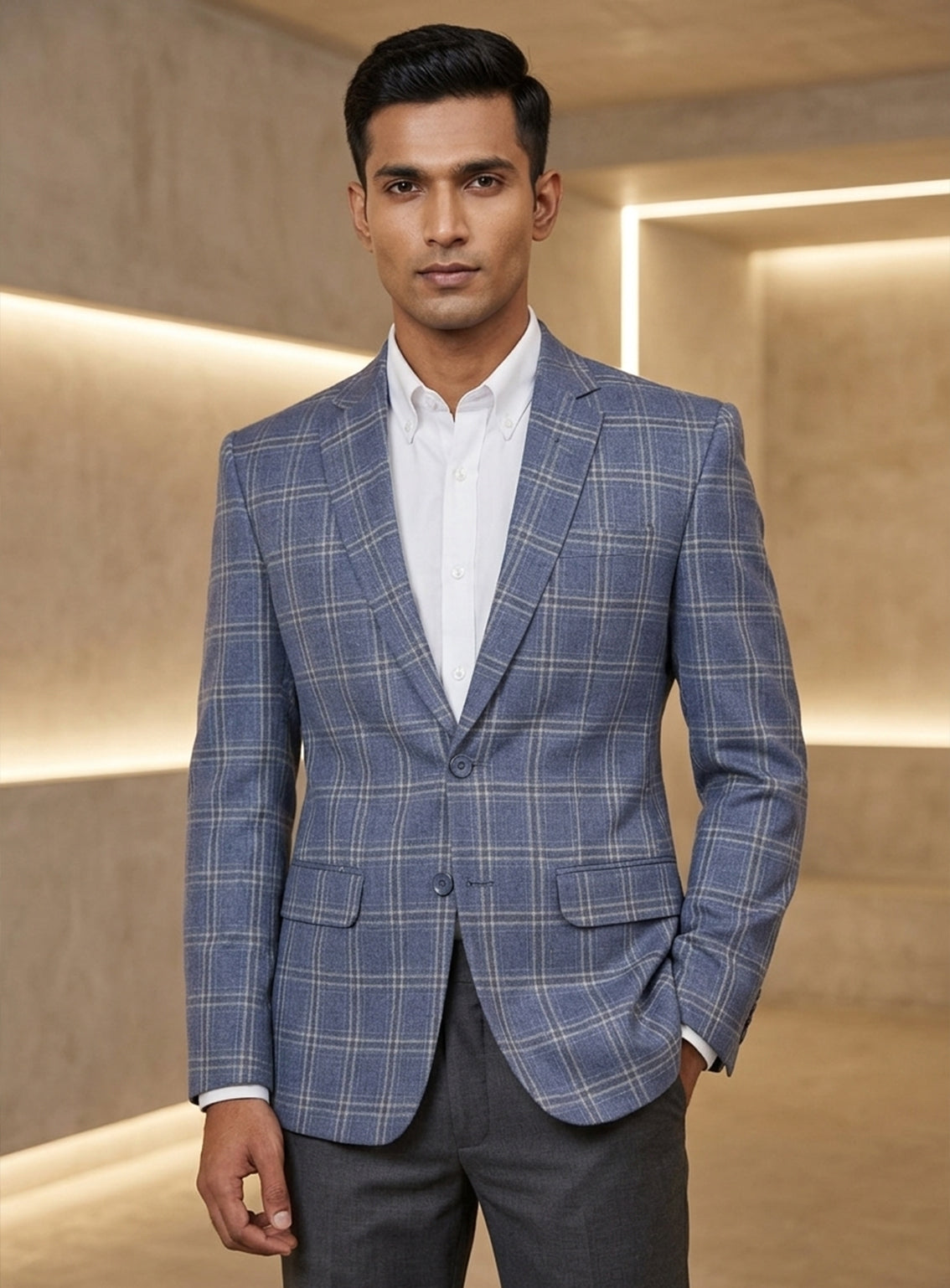 Royal Fashion Mens Check Casual Coat RF26CCC D-BE11-MBL