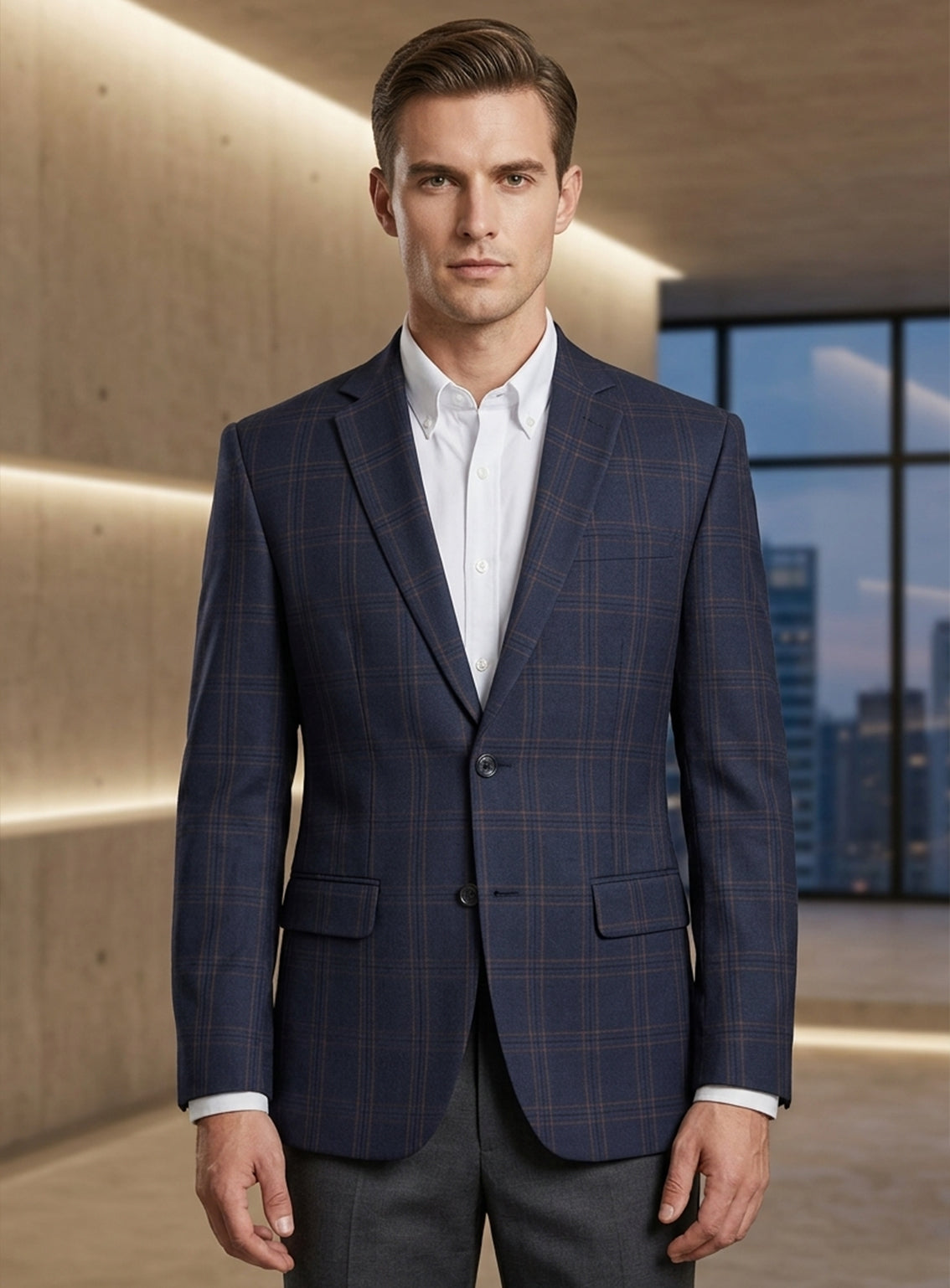 Royal Fashion Mens Check Casual Coat RF26CCC D-BE14-BOR