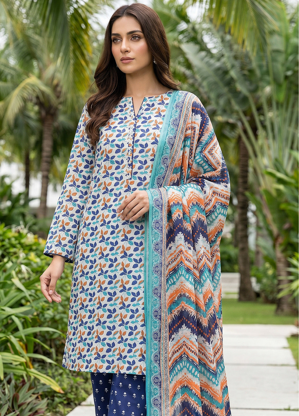 Royal Fashion Table Print 3 Piece Unstitched Suit RF26TP D-04
