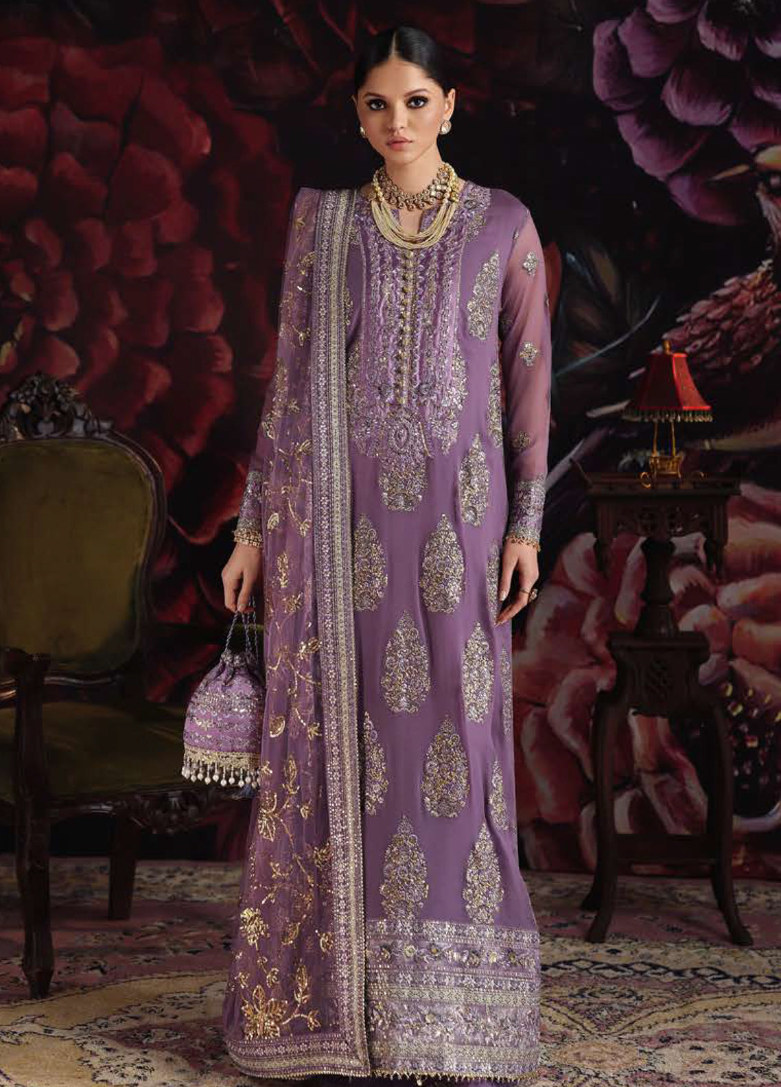 Royale Eternel By Roheenaz Embroidered Chiffon 3 Piece Unstitched Suit RNZ26REC D-03 BLUSH WHISPER