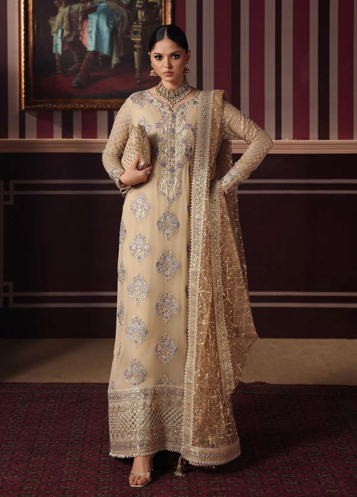 Royale Eternel By Roheenaz Embroidered Chiffon 3 Piece Unstitched Suit RNZ26REC D-04 EMPRESS GLOW