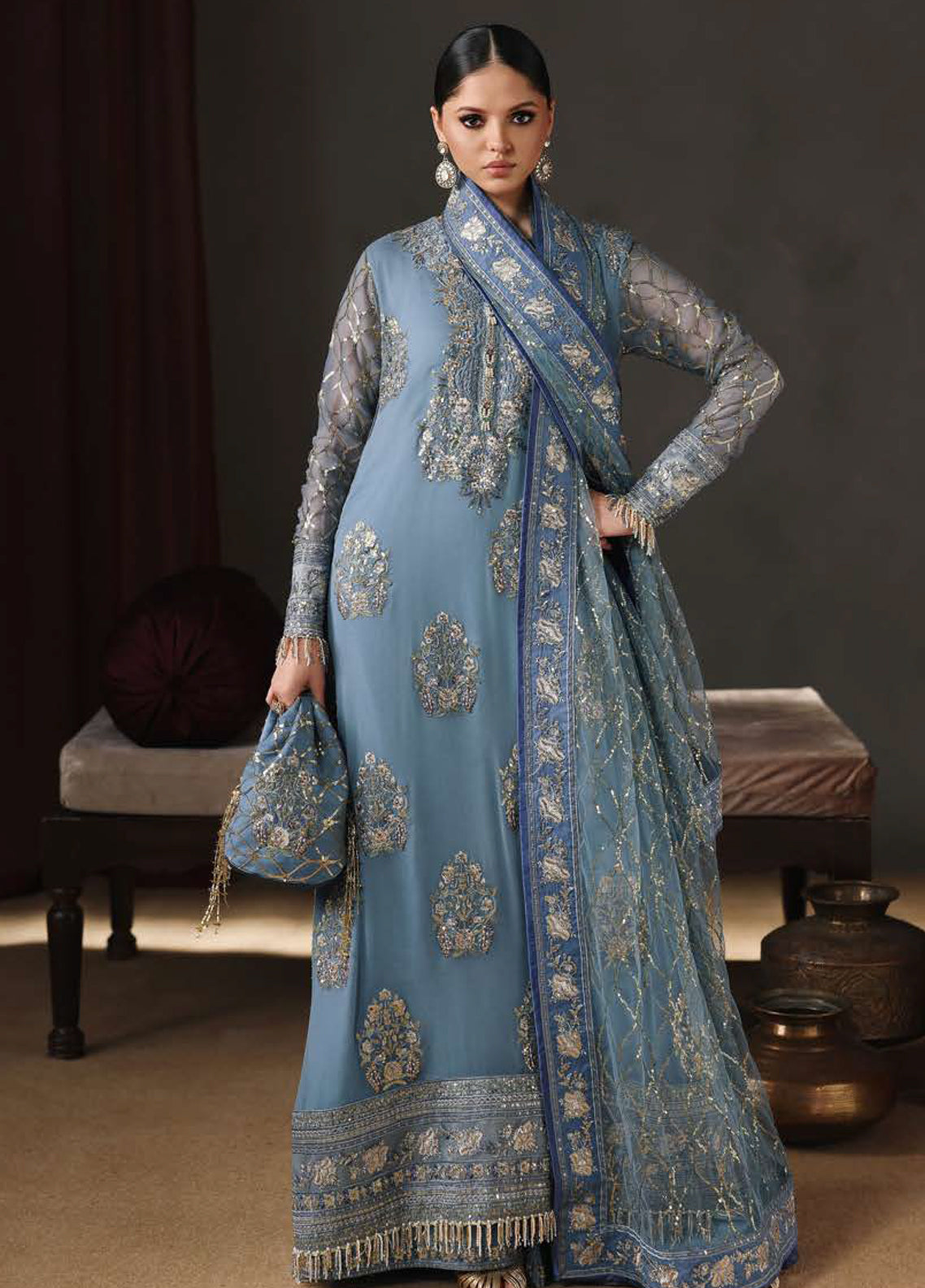 Royale Eternel By Roheenaz Embroidered Chiffon 3 Piece Unstitched Suit RNZ26REC D-08 ROYAL MUSE