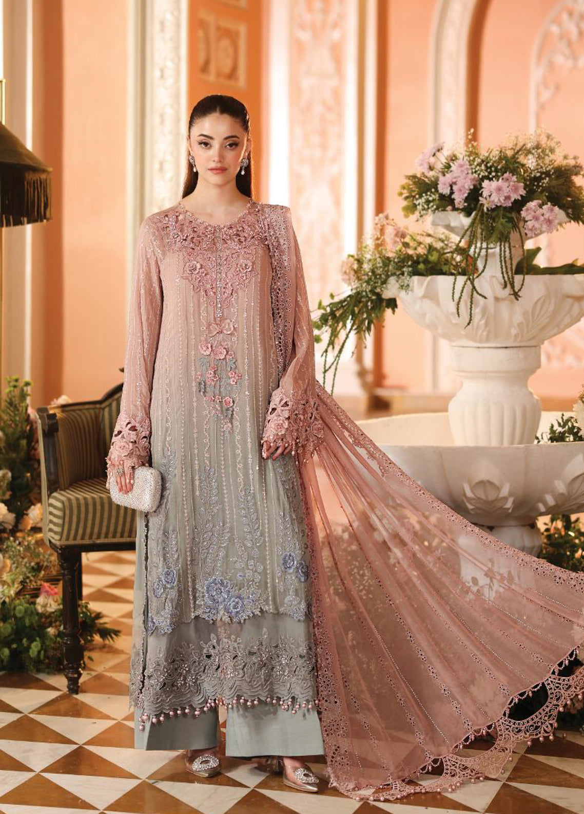 Royale Tea Affair By Maria B Embroidered Chiffon 3 Piece Unstitched Suit MB26MPC D-02