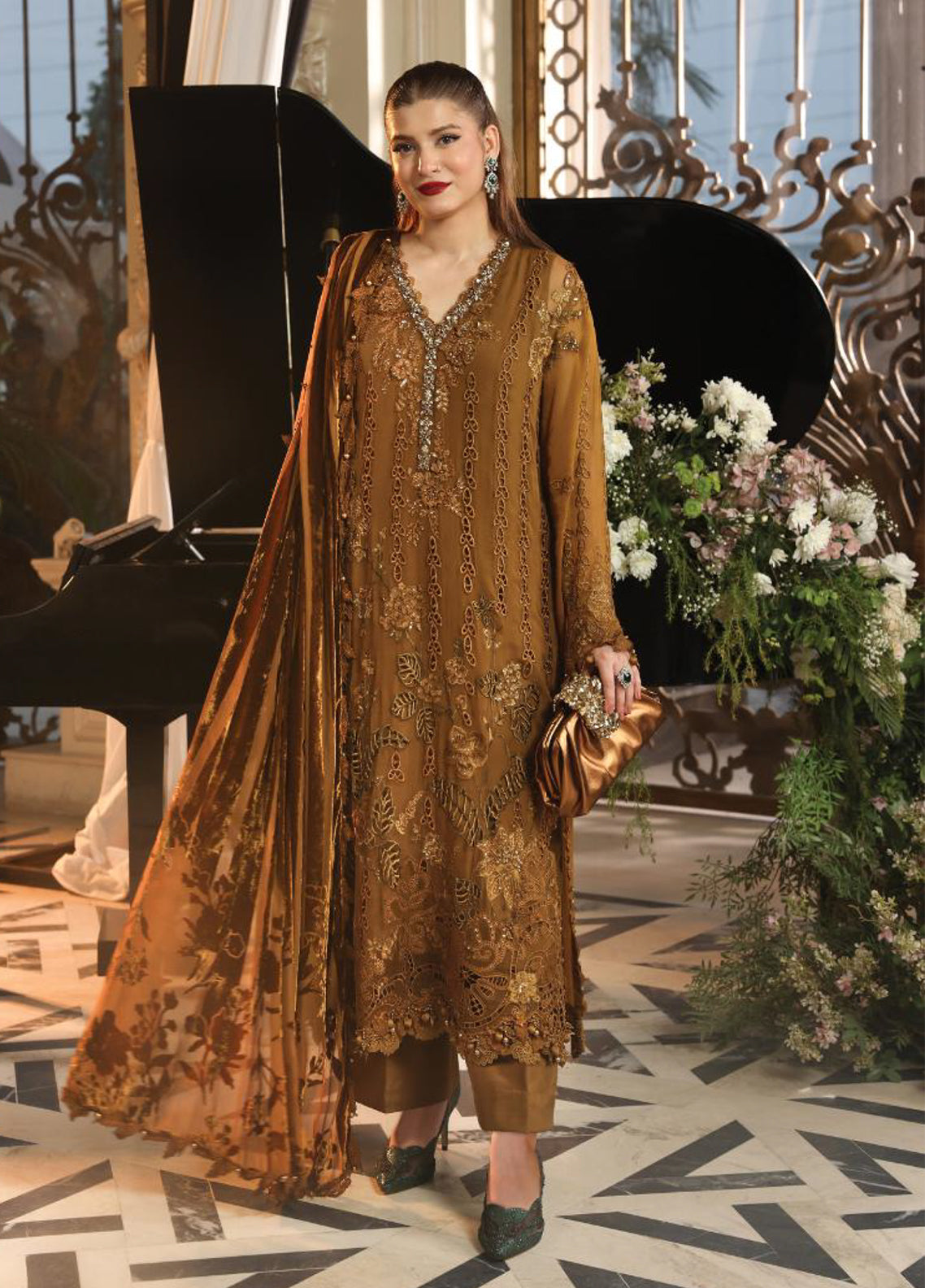 Royale Tea Affair By Maria B Embroidered Chiffon 3 Piece Unstitched Suit MB26MPC D-05