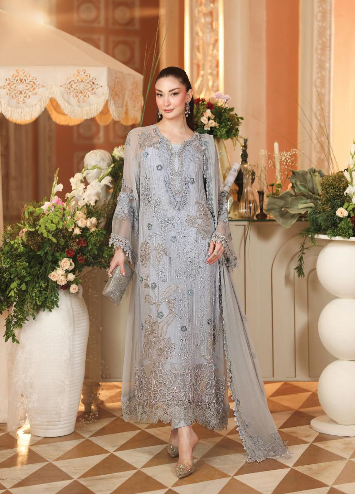 Royale Tea Affair By Maria B Embroidered Chiffon 3 Piece Unstitched Suit MB26MPC D-06