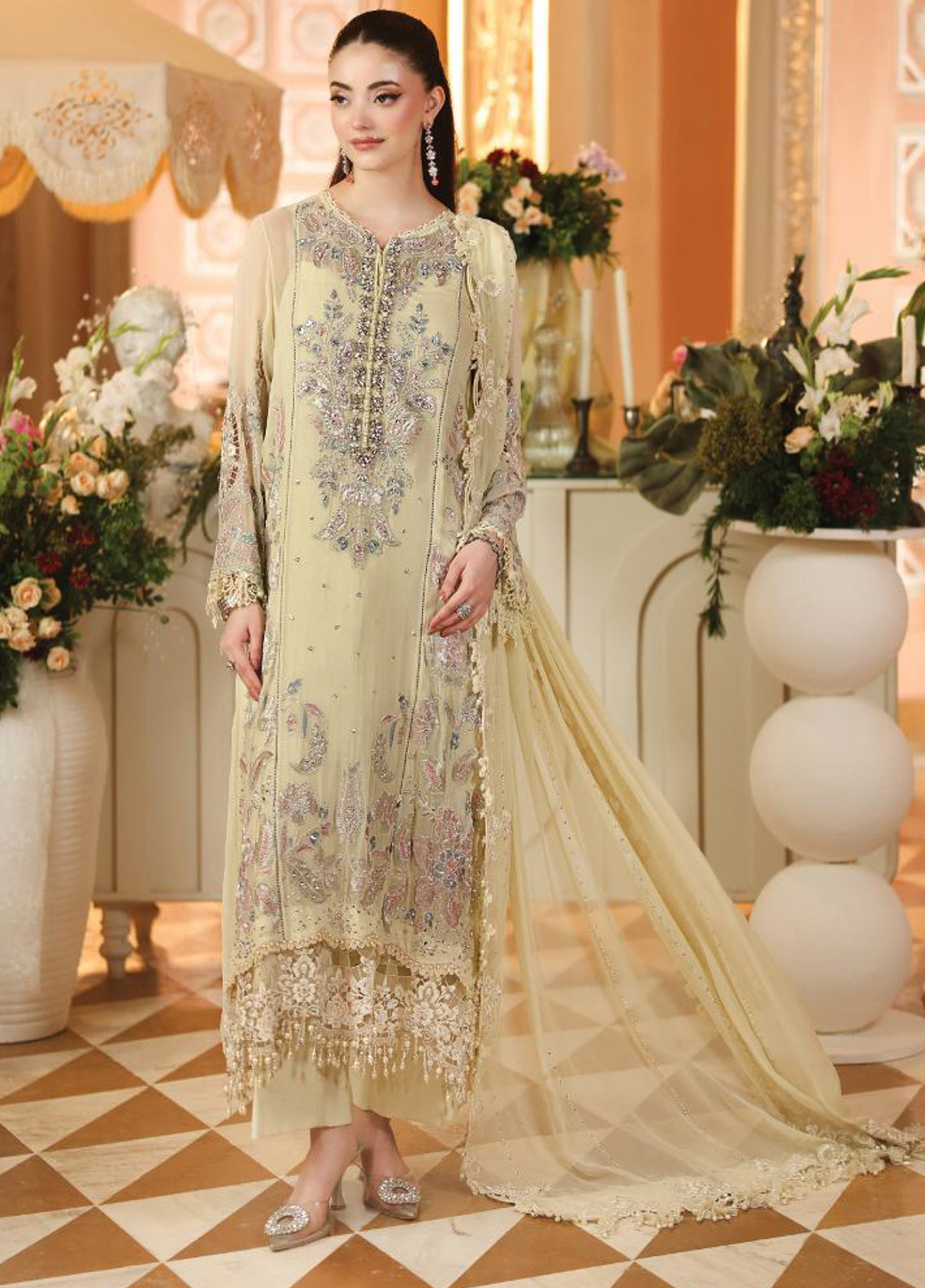 Royale Tea Affair By Maria B Embroidered Chiffon 3 Piece Unstitched Suit MB26MPC D-08