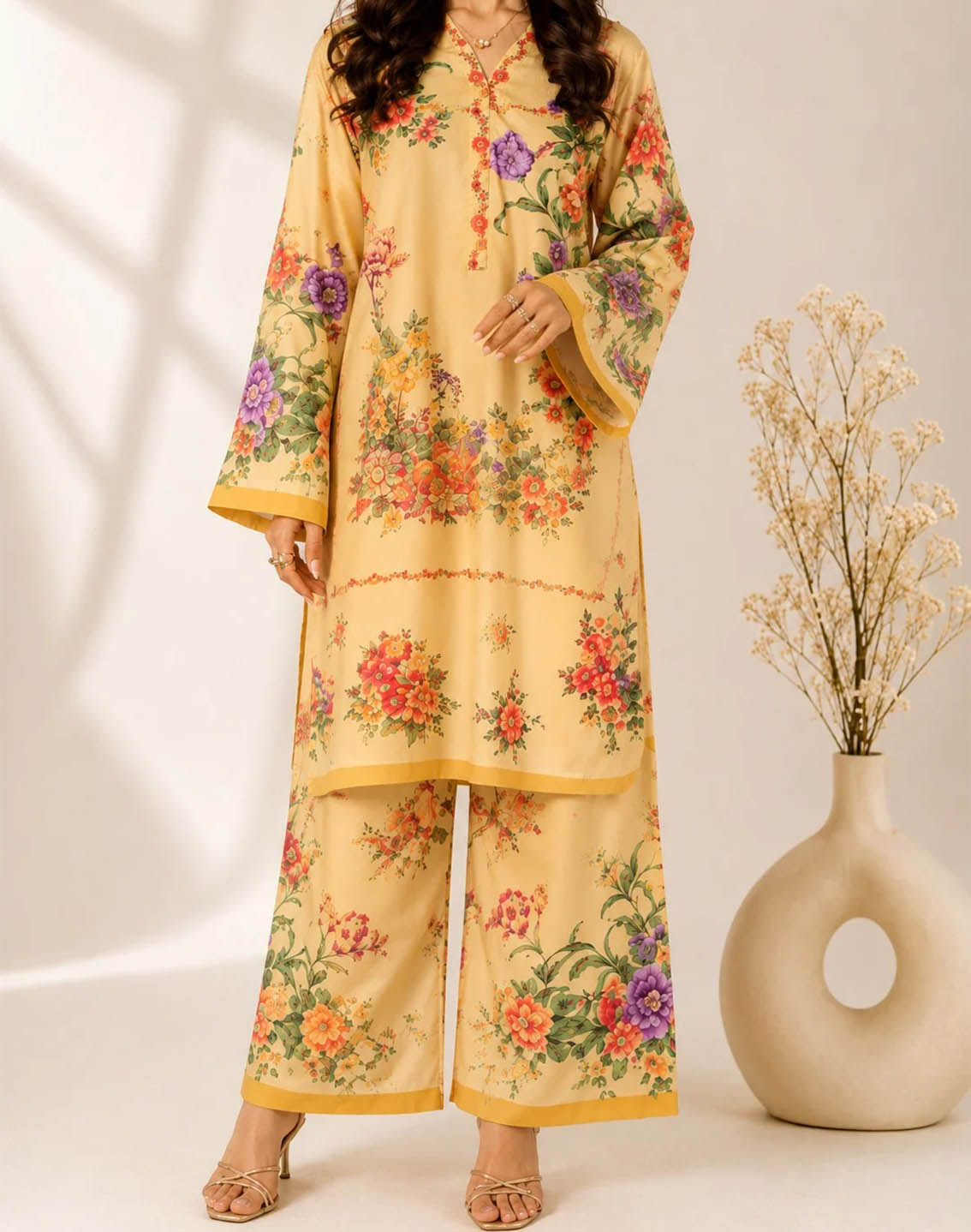 Saba Sumaiya Printed Satin Silk 2 Piece Stitched Shirt Trouser SSY26P D-WHISTERIA