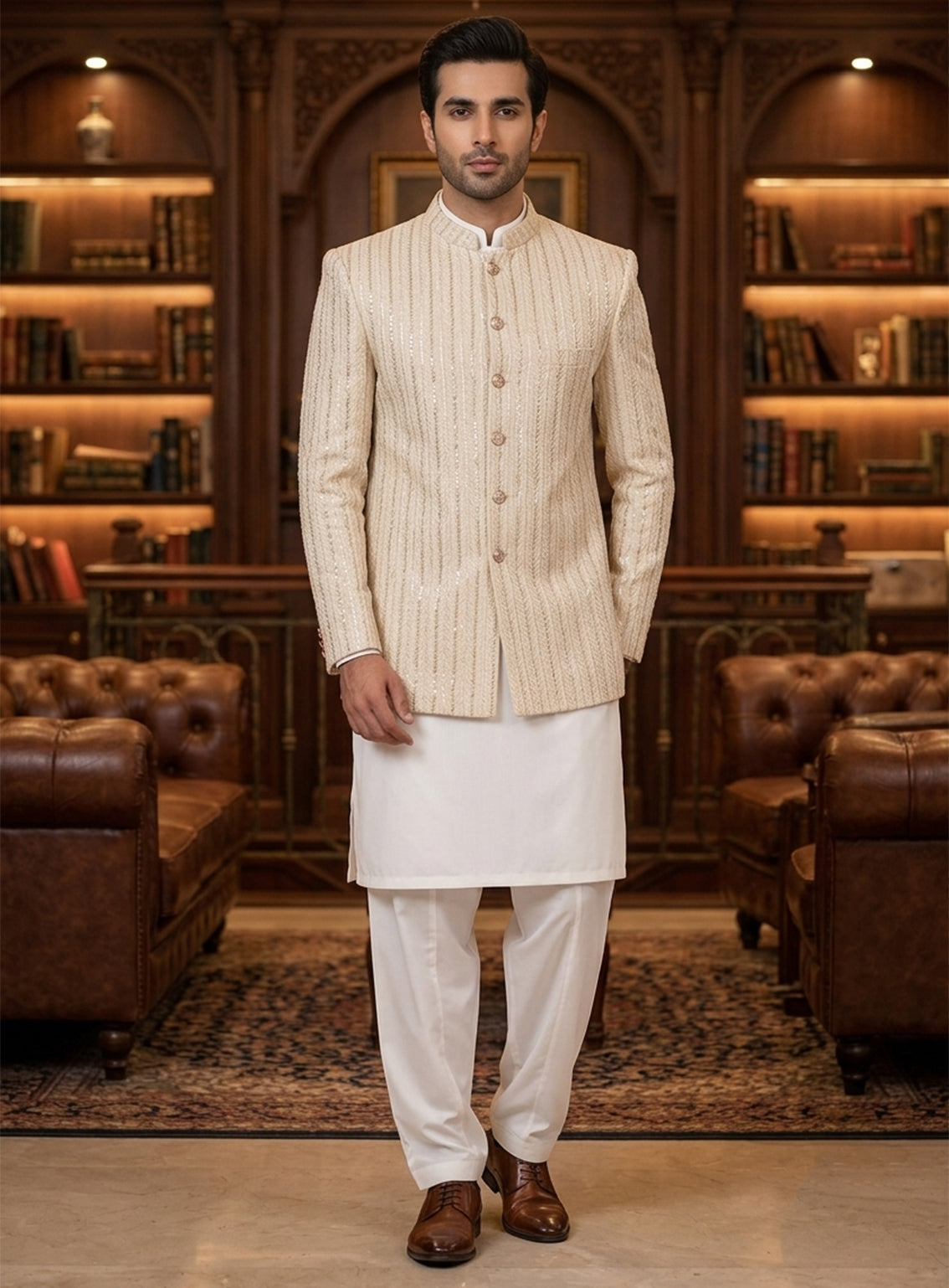Sami Saeed Embroidered Chiffon Prince Coat SS24PC D-1168-CM