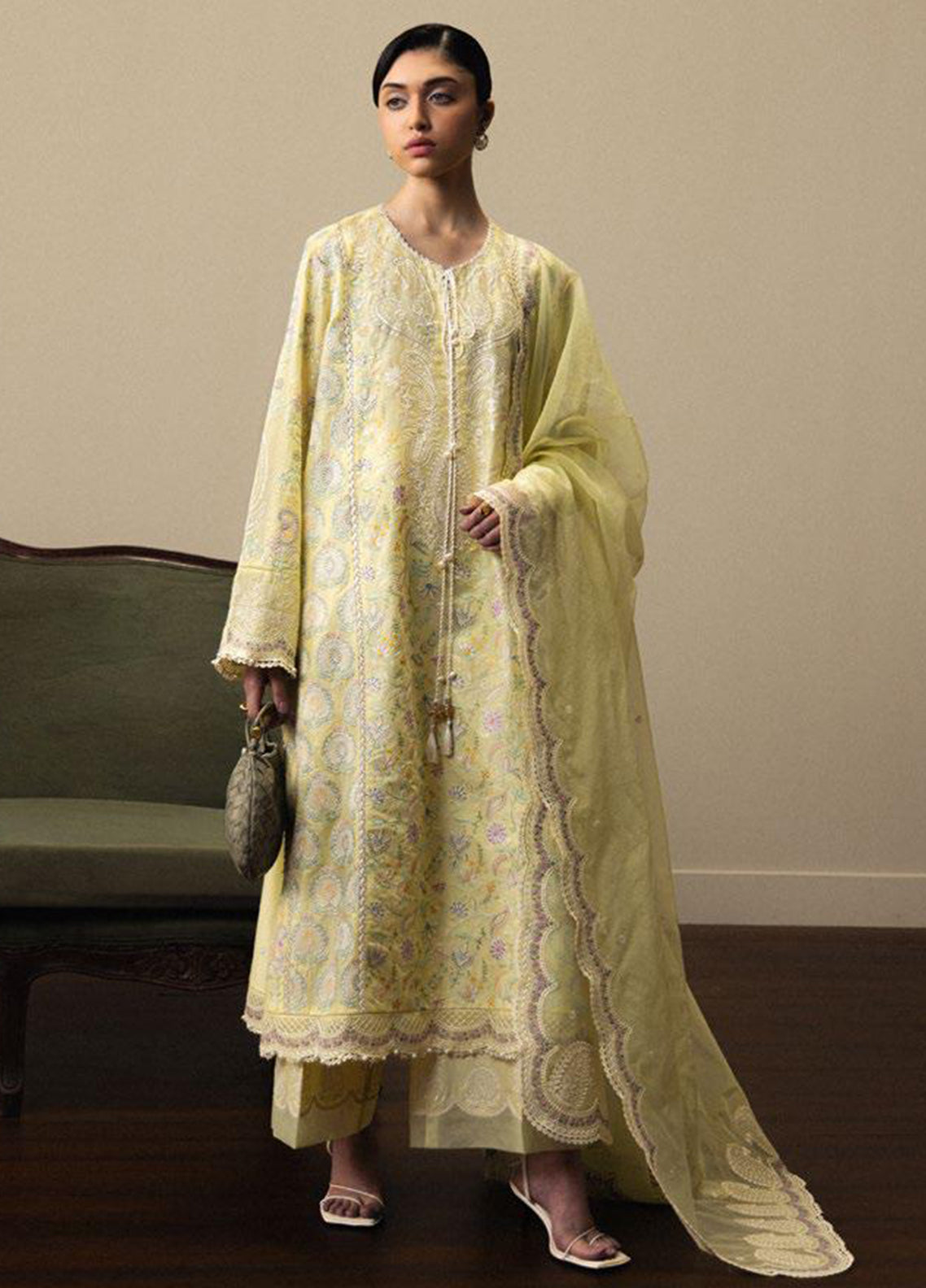 Satori By Zara Shahjahan Luxury Embrodiered Lawn 3 Piece Unstitched Suit CZS26SS&L D-03 HINATA