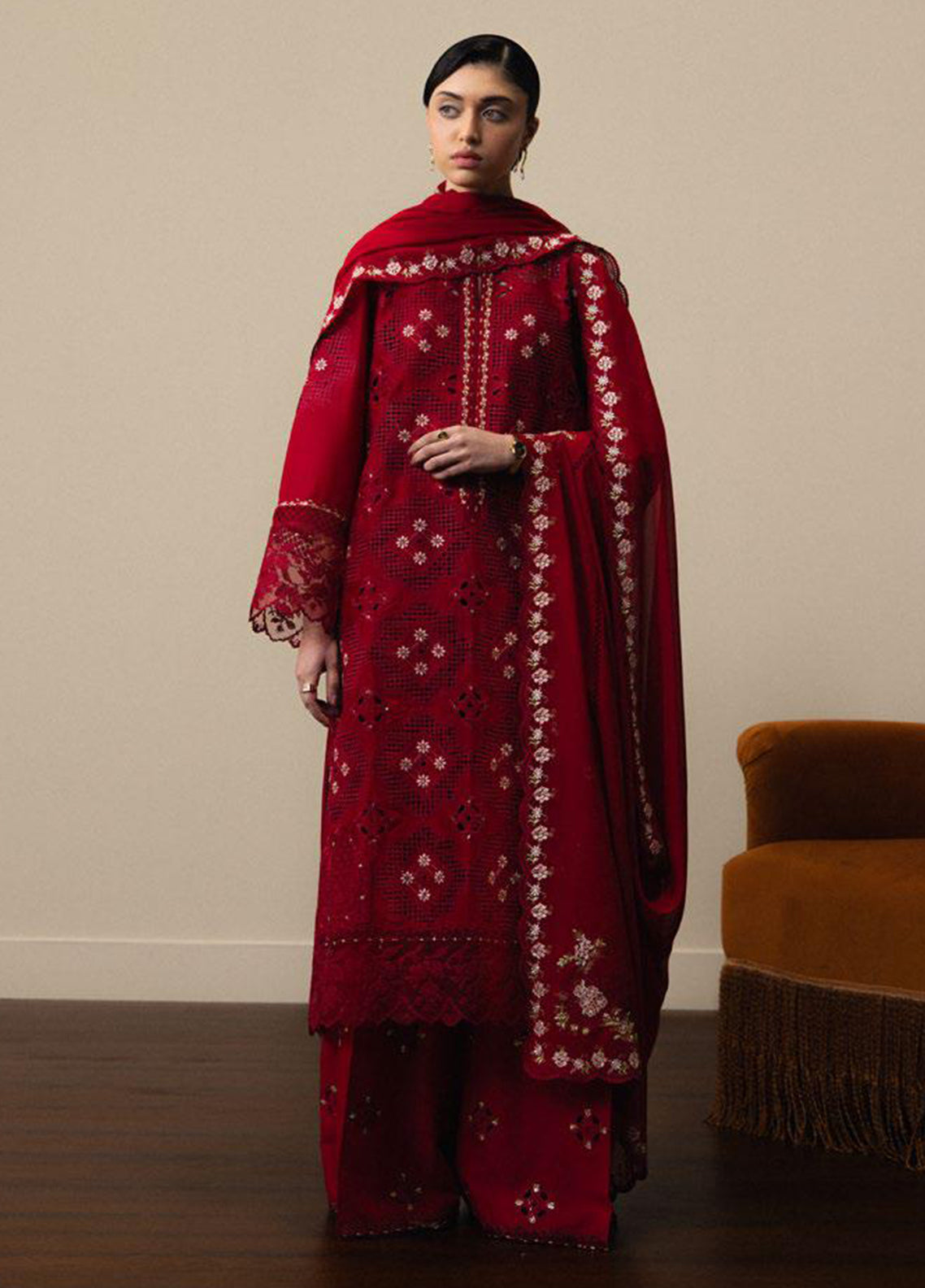 Satori By Zara Shahjahan Luxury Embrodiered Lawn 3 Piece Unstitched Suit CZS26SS&L D-08 AKARI